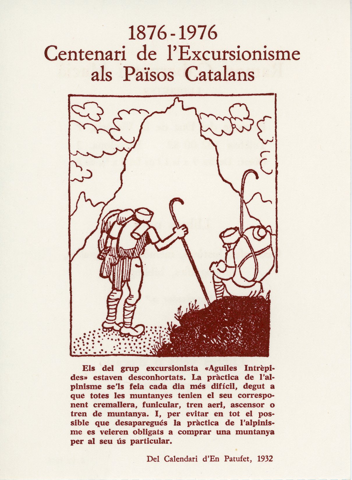 1876-1976 Centenari de l'Excursionisme als Països Catalans - Portada