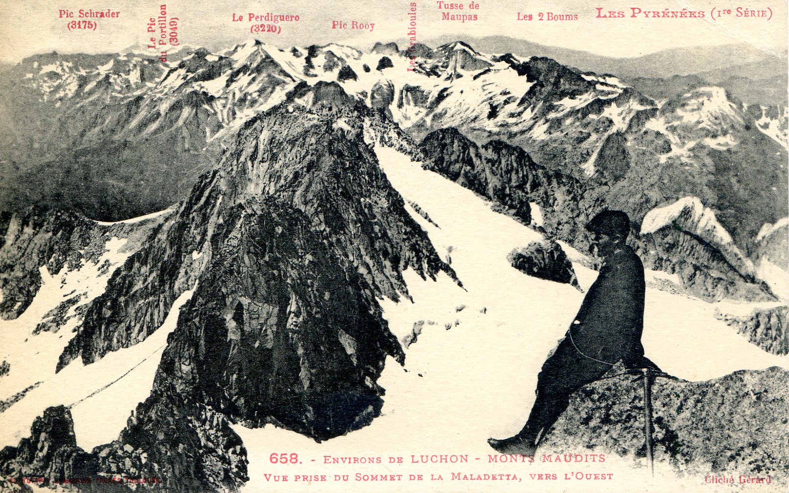 PYRÉNÉES, LES  (1re SÉRIE) 658. - ENVIRONS DE LUCHON - MONTS MAUDITS VUE PRISE DU SOMMET DE LA MALADETTA, VERS L'OEST (1) - Portada
