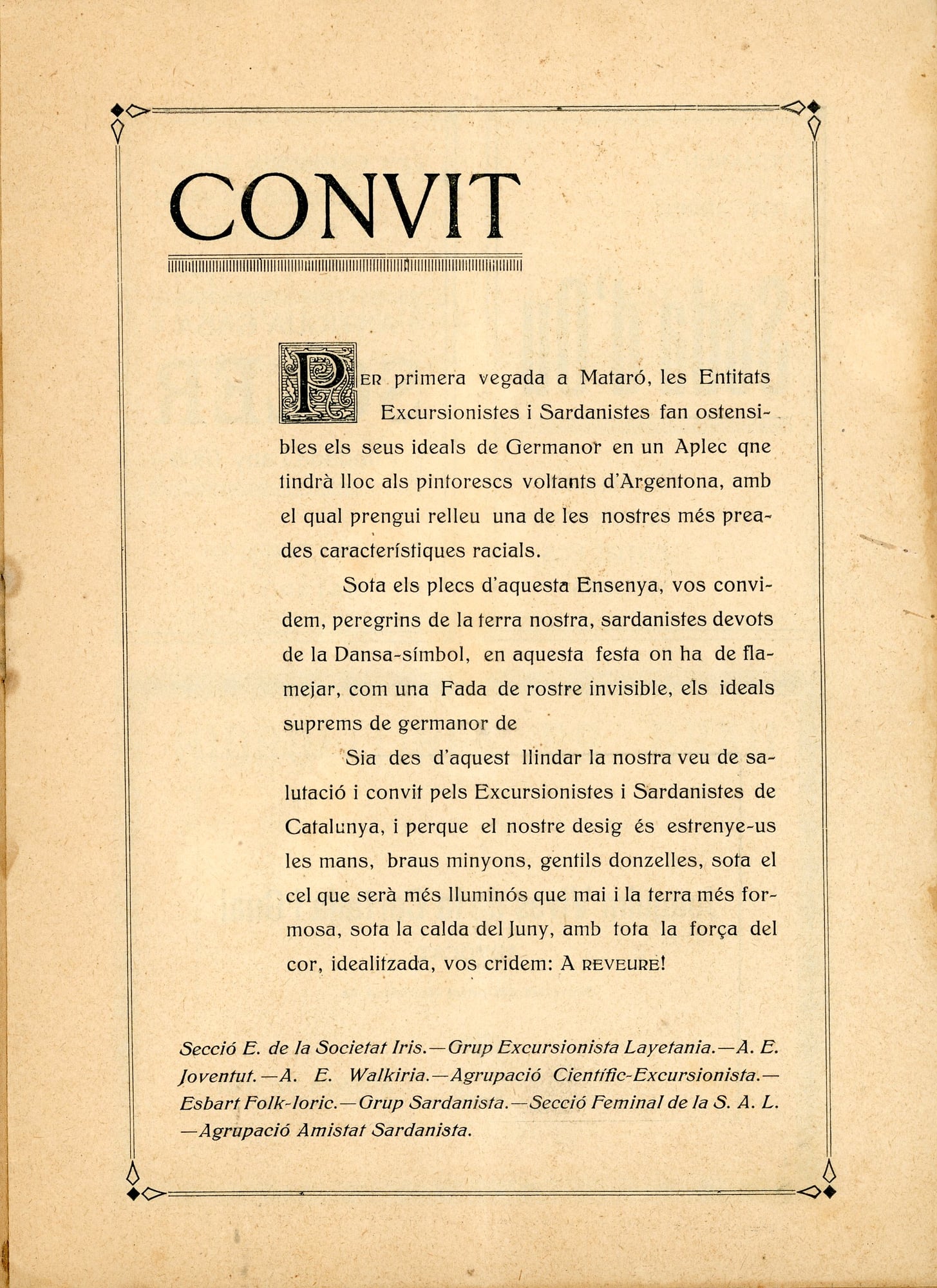 Programa del Aplec de Germanor a Nostra Dona de la Salut (Burriach) Argentona de les entitats excursionites i sardanistes de Mataró : 7 de juny de 1925 - Miniatura 2