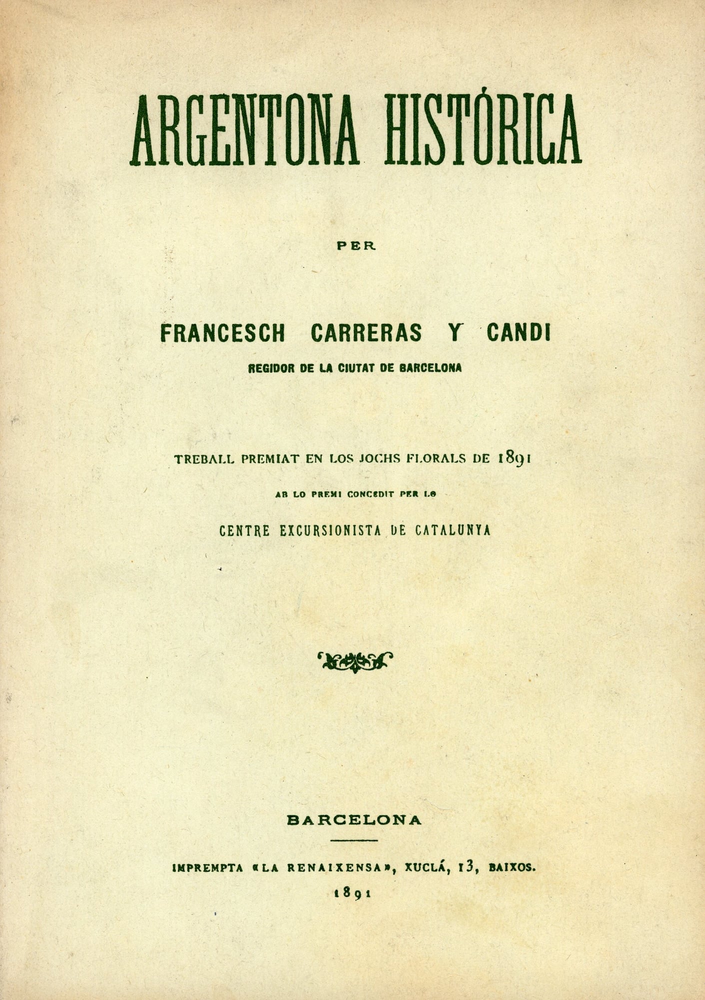Argentona histórica - Portada