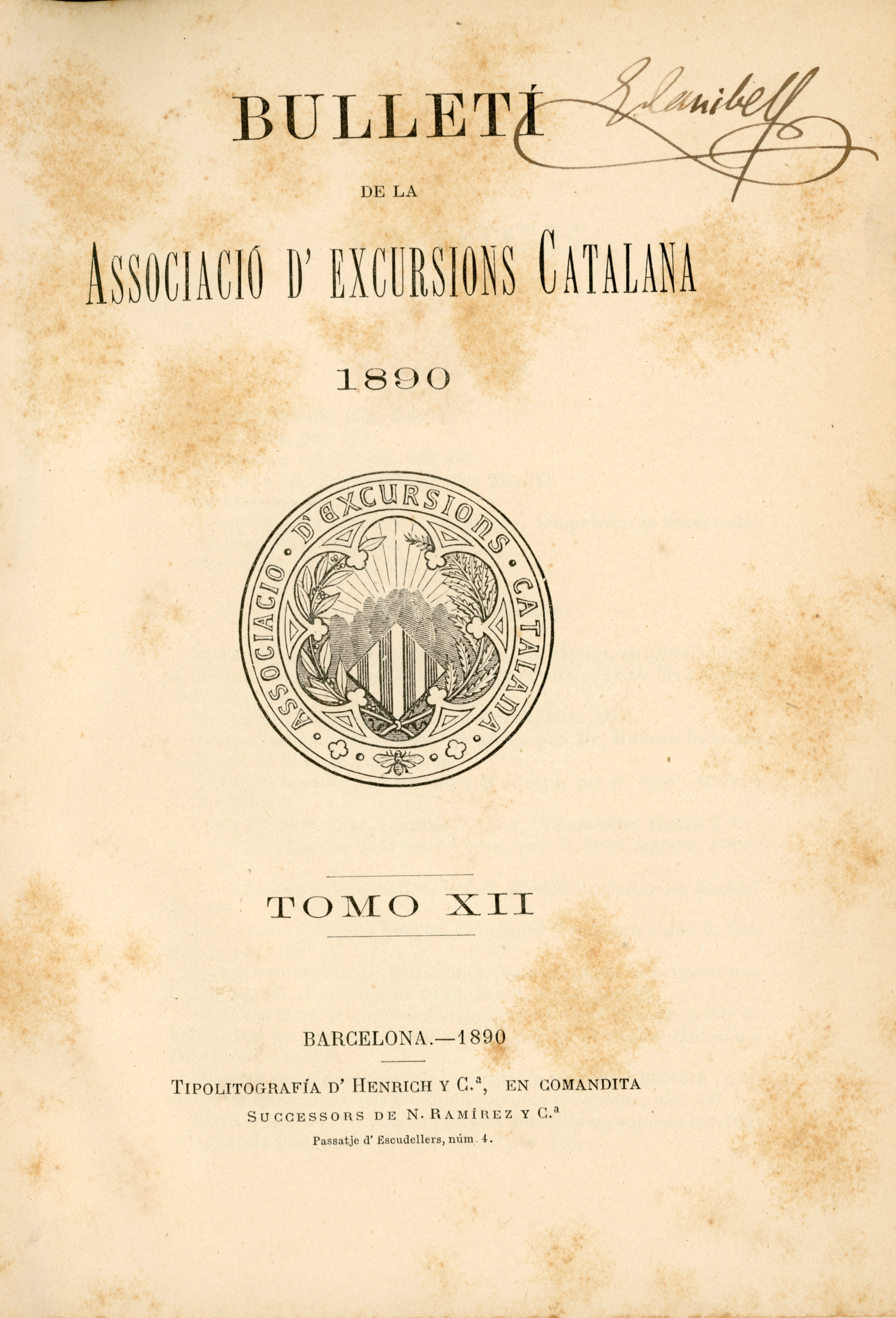 Butlletí de la Associació d'Excursions Catalana - Portada
