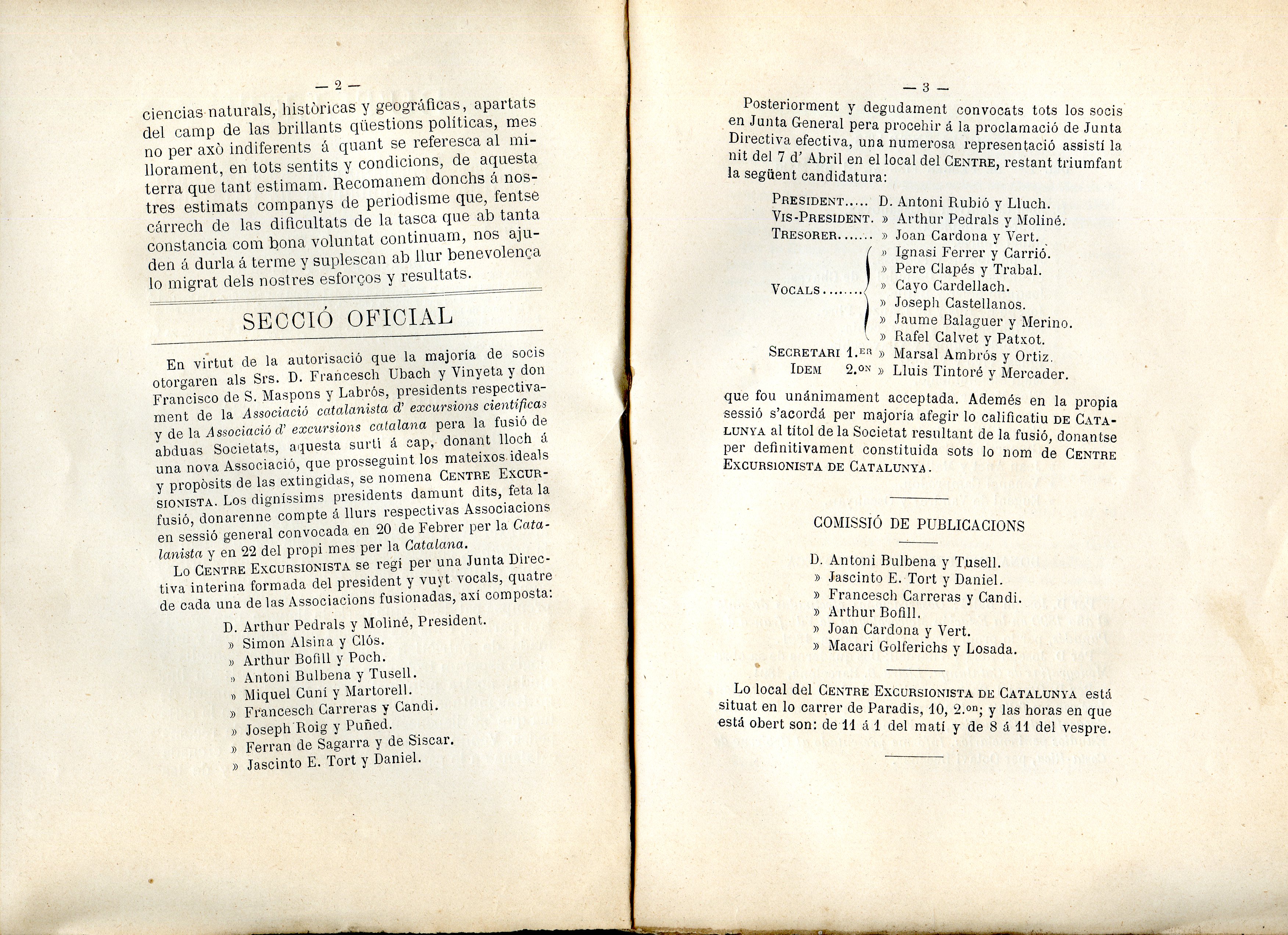Butlletí del Centre Excursionista de Catalunya : Janer-juny 1891 : Any I  n.º 1er - Miniatura 3
