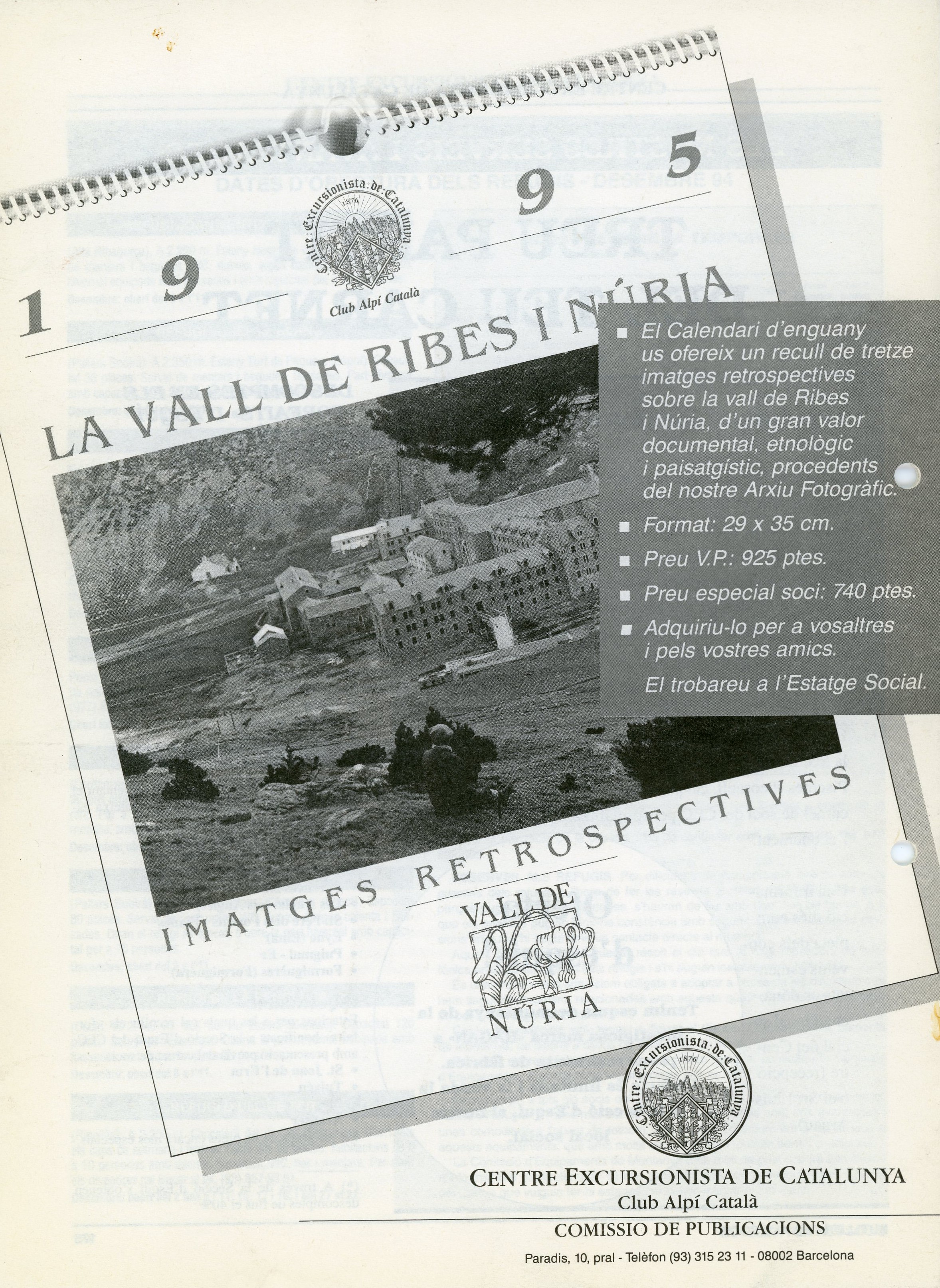vall de Ribes i Núria, La [Calendari CEC'95] - Portada