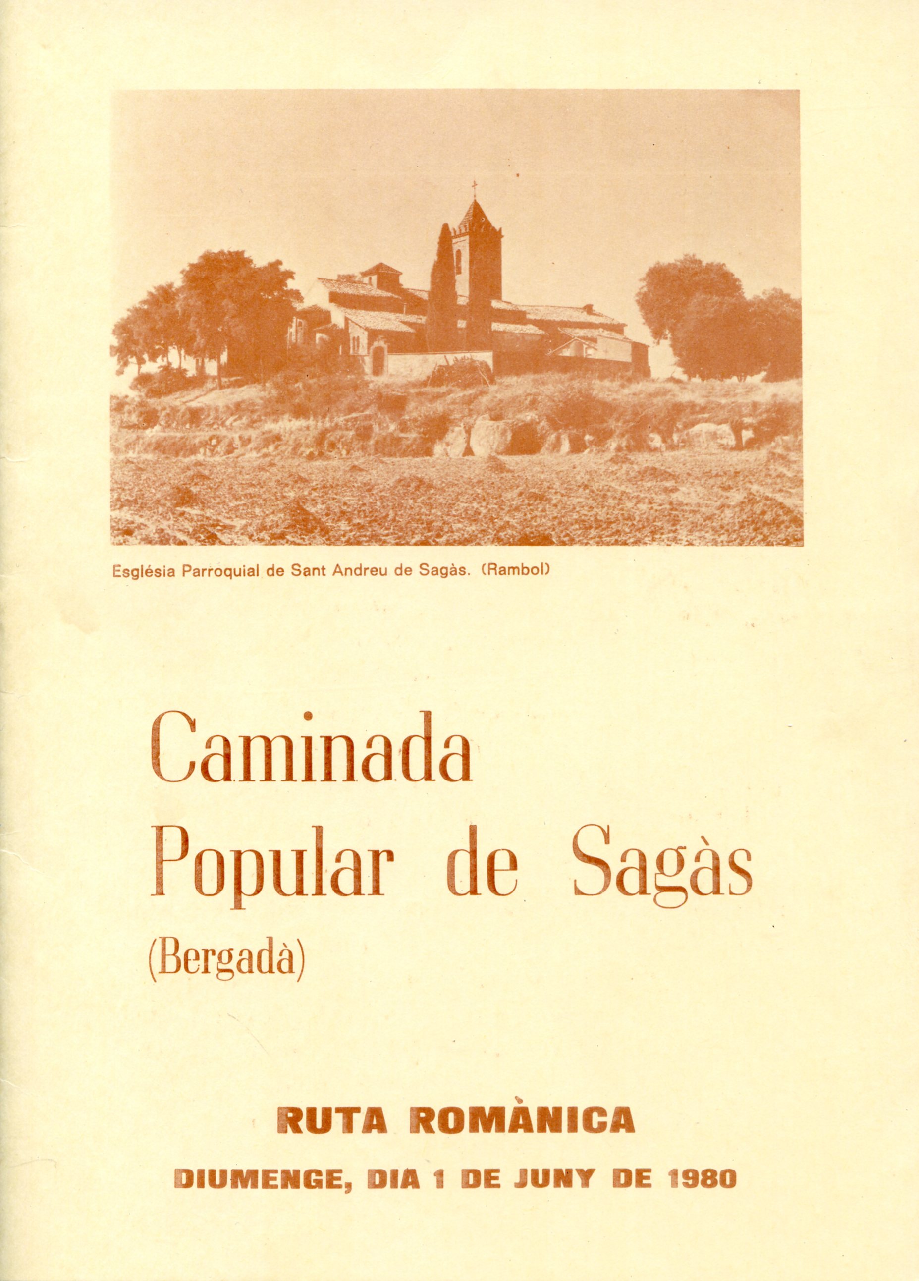 Caminada Popular de Sagàs (Bergadà) : Ruta Romànica : Diumenge, dia 1 de juny de 1980 - Portada
