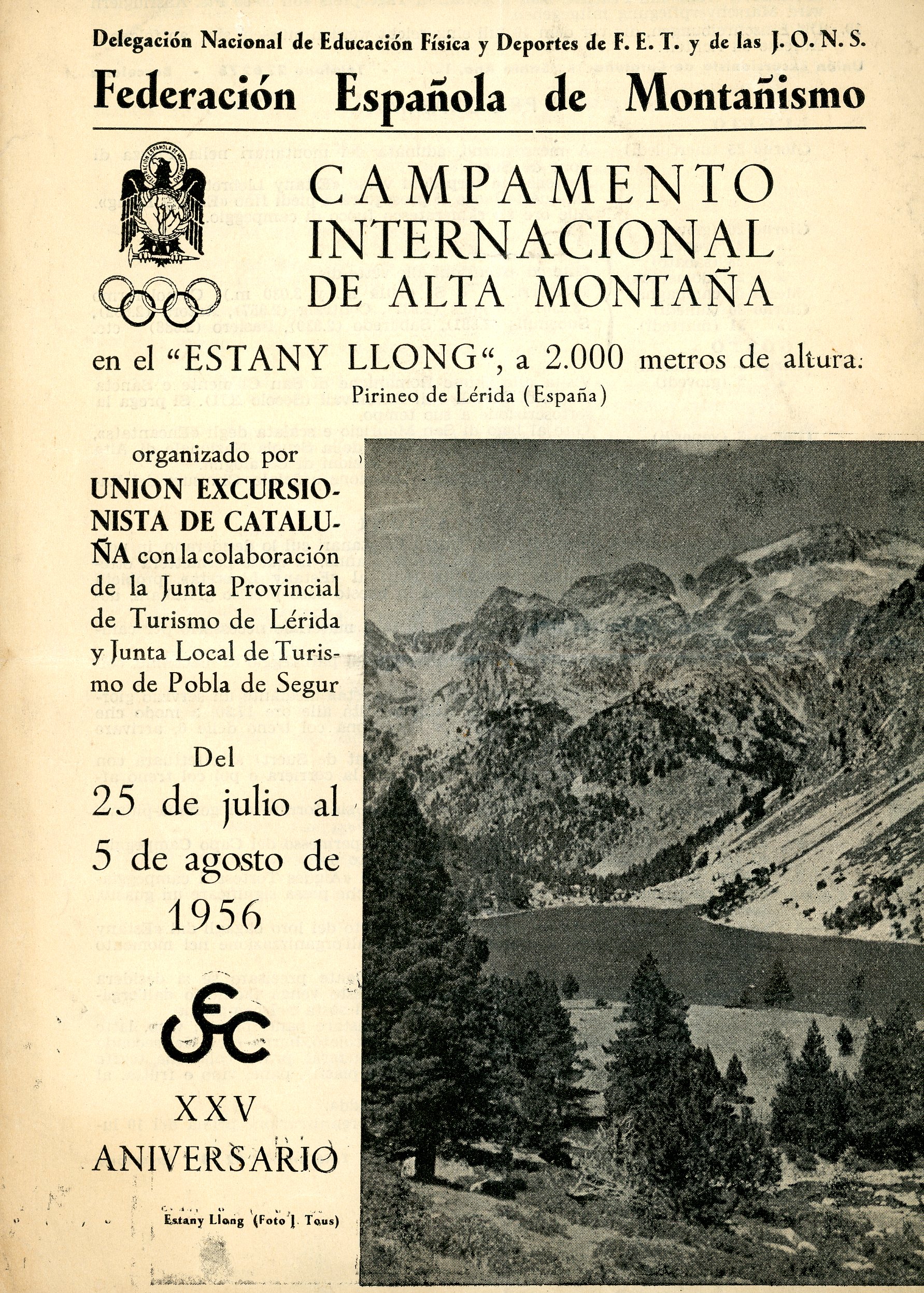 Campamento Internacional de Alta Montaña en el "Estany Llong", a 200 metros de altura. : Pirineo de Lérida (España) - Portada