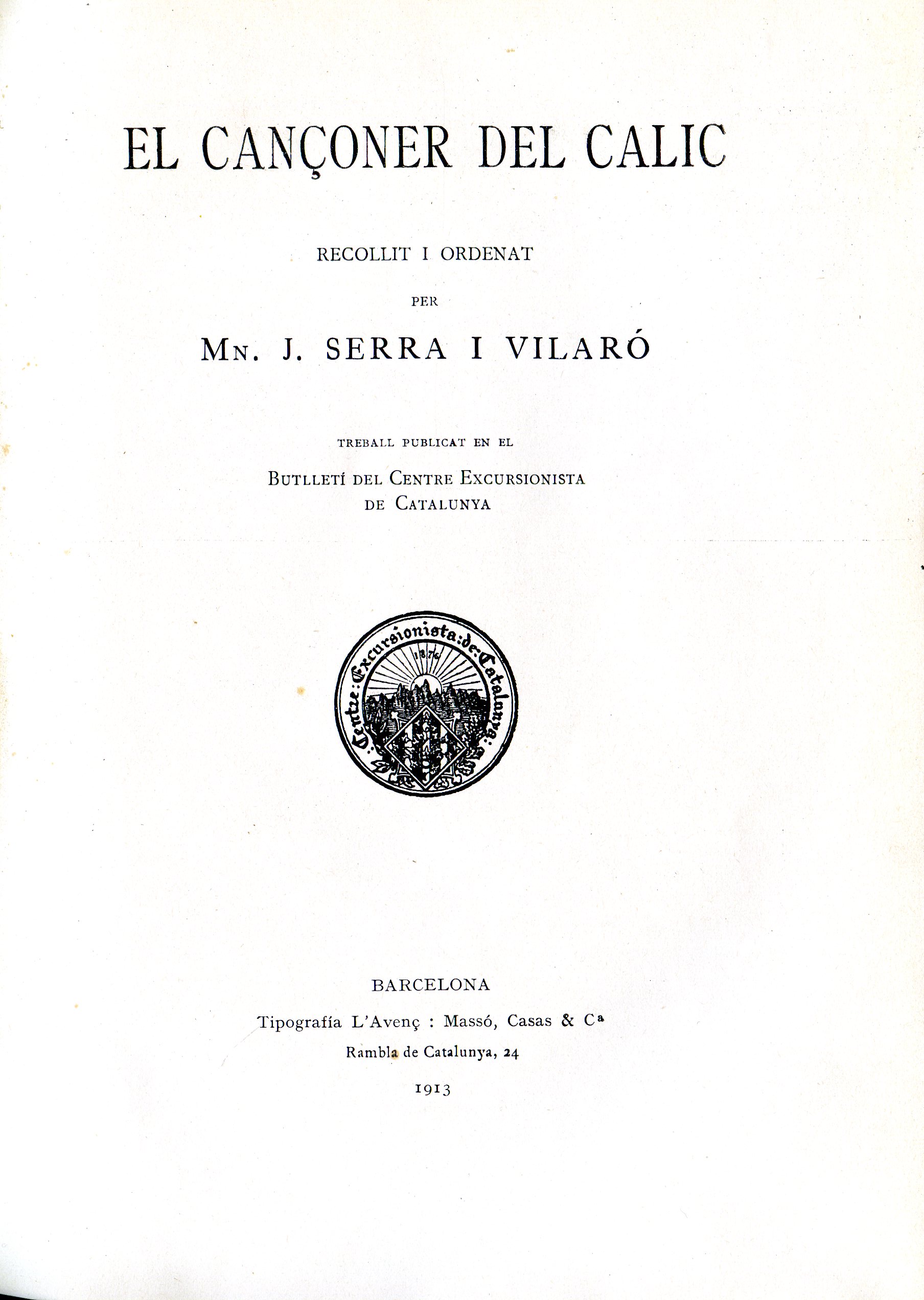 Cançoner del Calic, El : Recollit i ordenat per Mn. J. Serra i Vilaró - Miniatura 2