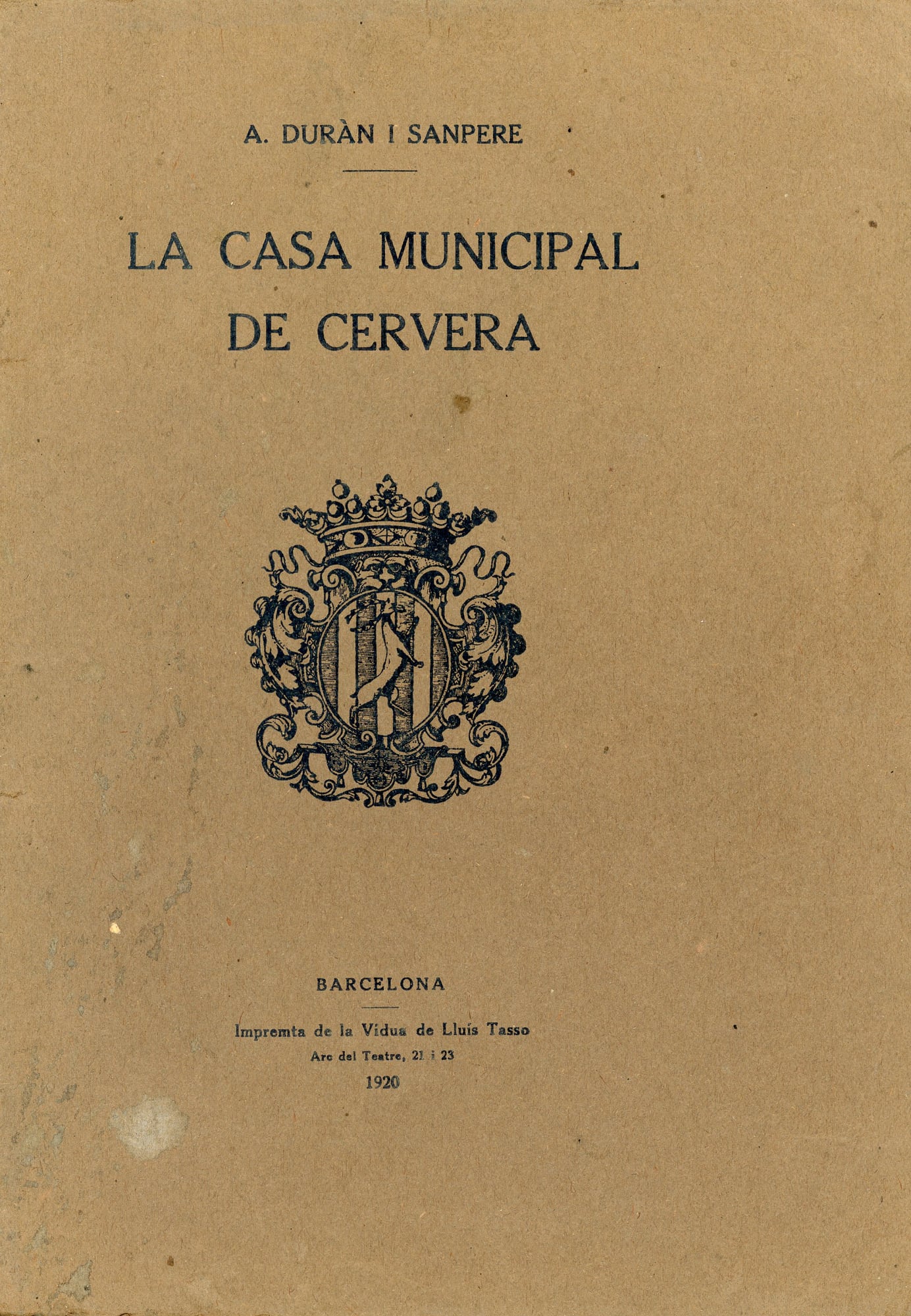 casa municipal de Cervera, La - Portada