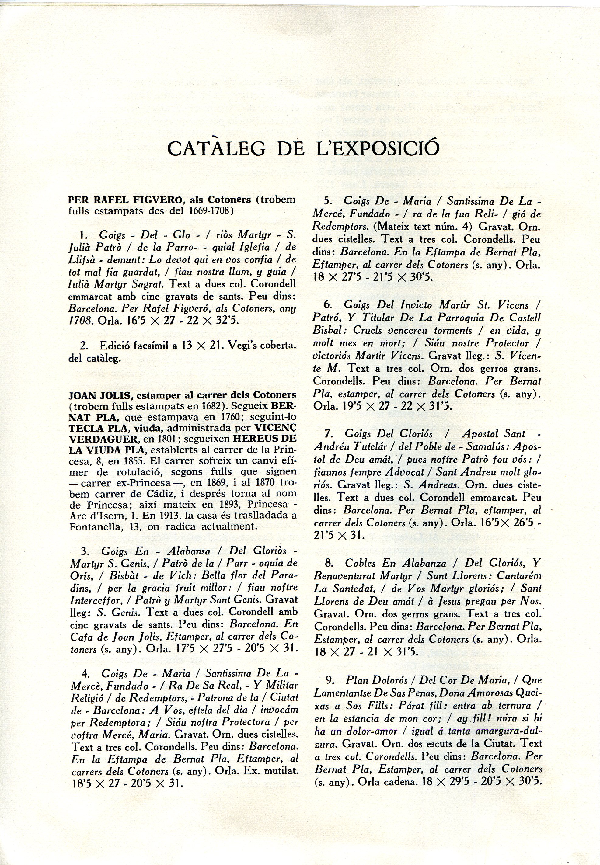 Catàleg de la exposició de goigs : Col·lecció de l'Entitat realitzats per impressors barcelonins del segle XVIII - Miniatura 5