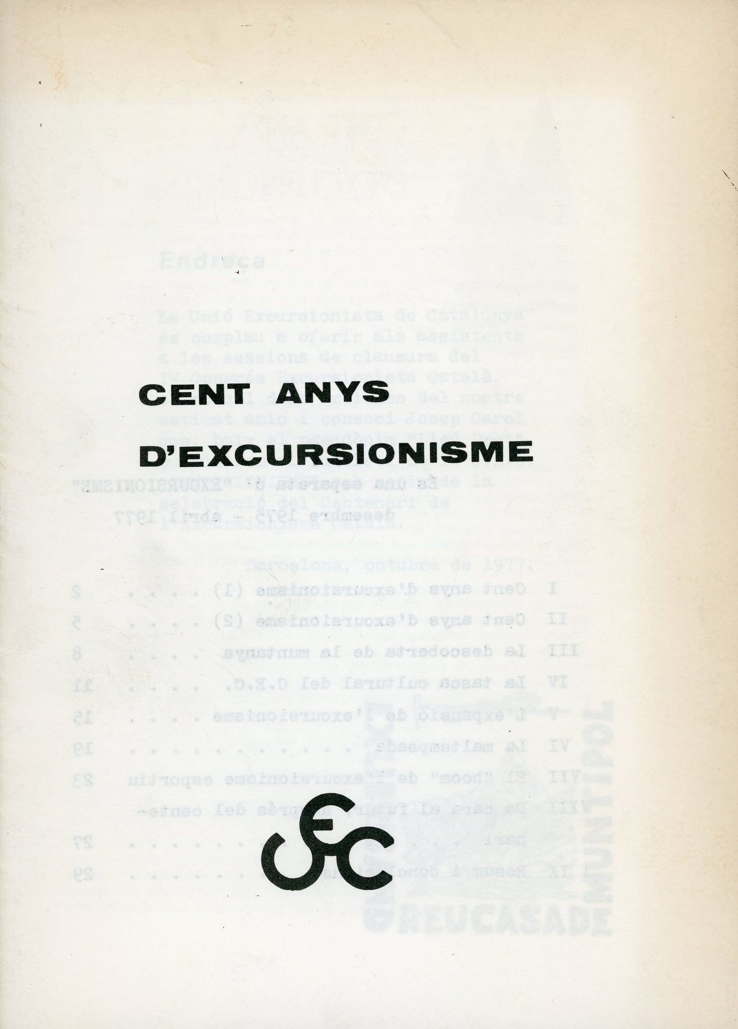 Cent anys d'excursionisme - Portada
