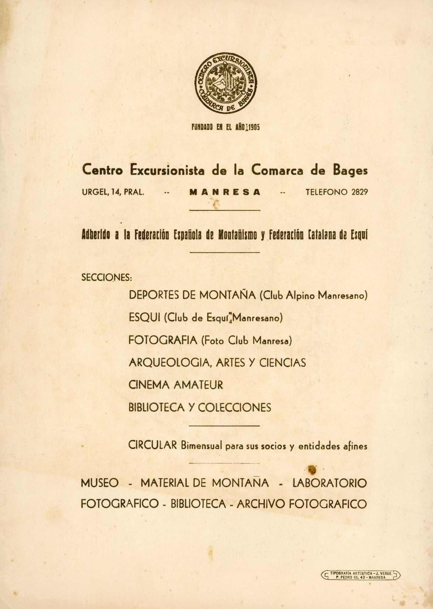 Centre Excursionista Comarca de Bages Noces d'or 1905-1955 - Miniatura 2