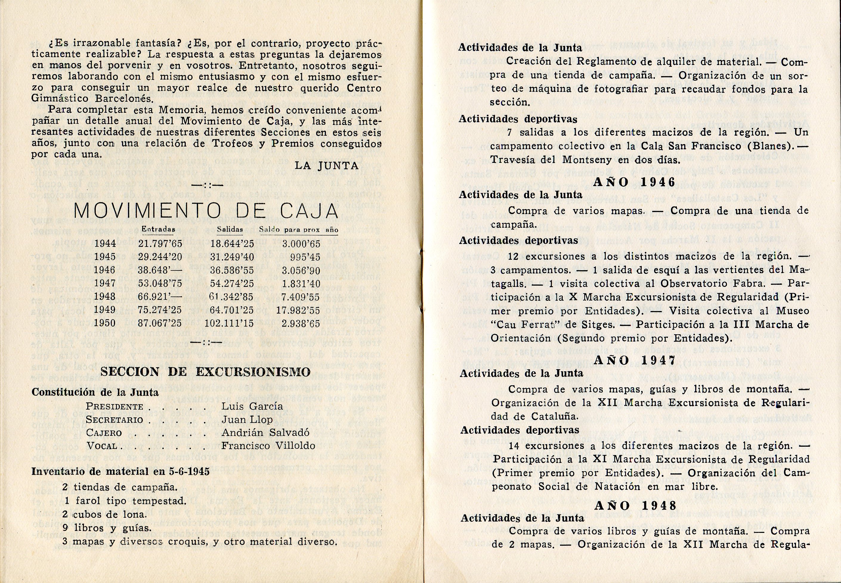 Centro Gimnástico Barcelonés : Memoria 1944-1950 - Miniatura 3