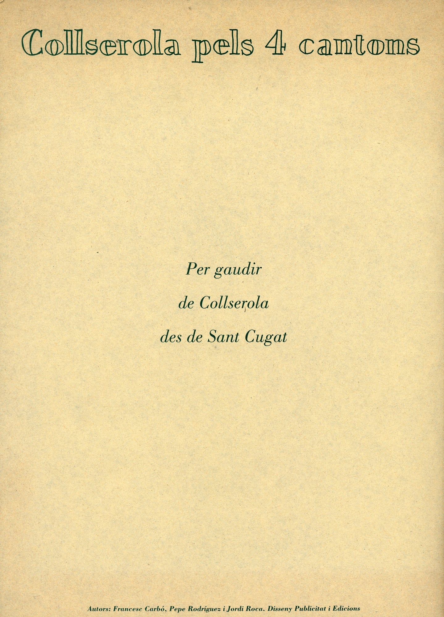 Collserola pels 4 cantons : 20 itineraris per Collserola a peu - Portada
