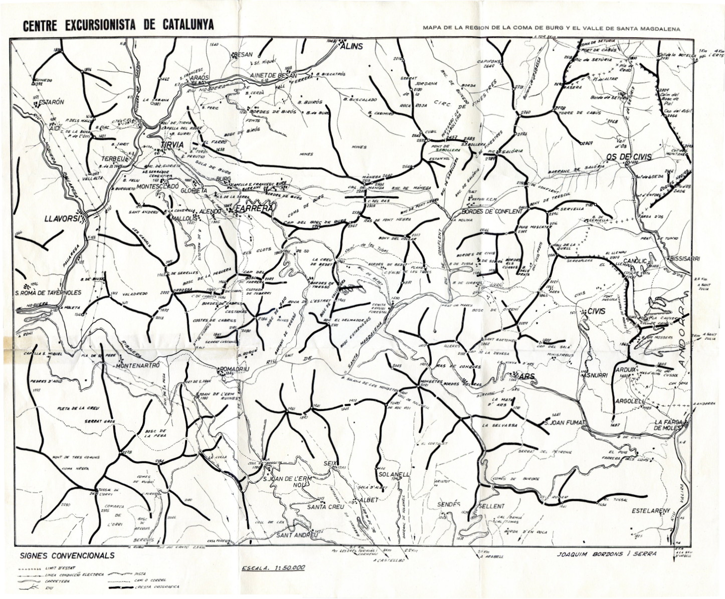 Mapa de la región de la Coma de Burg y el Valle de Santa Magdalena - Portada