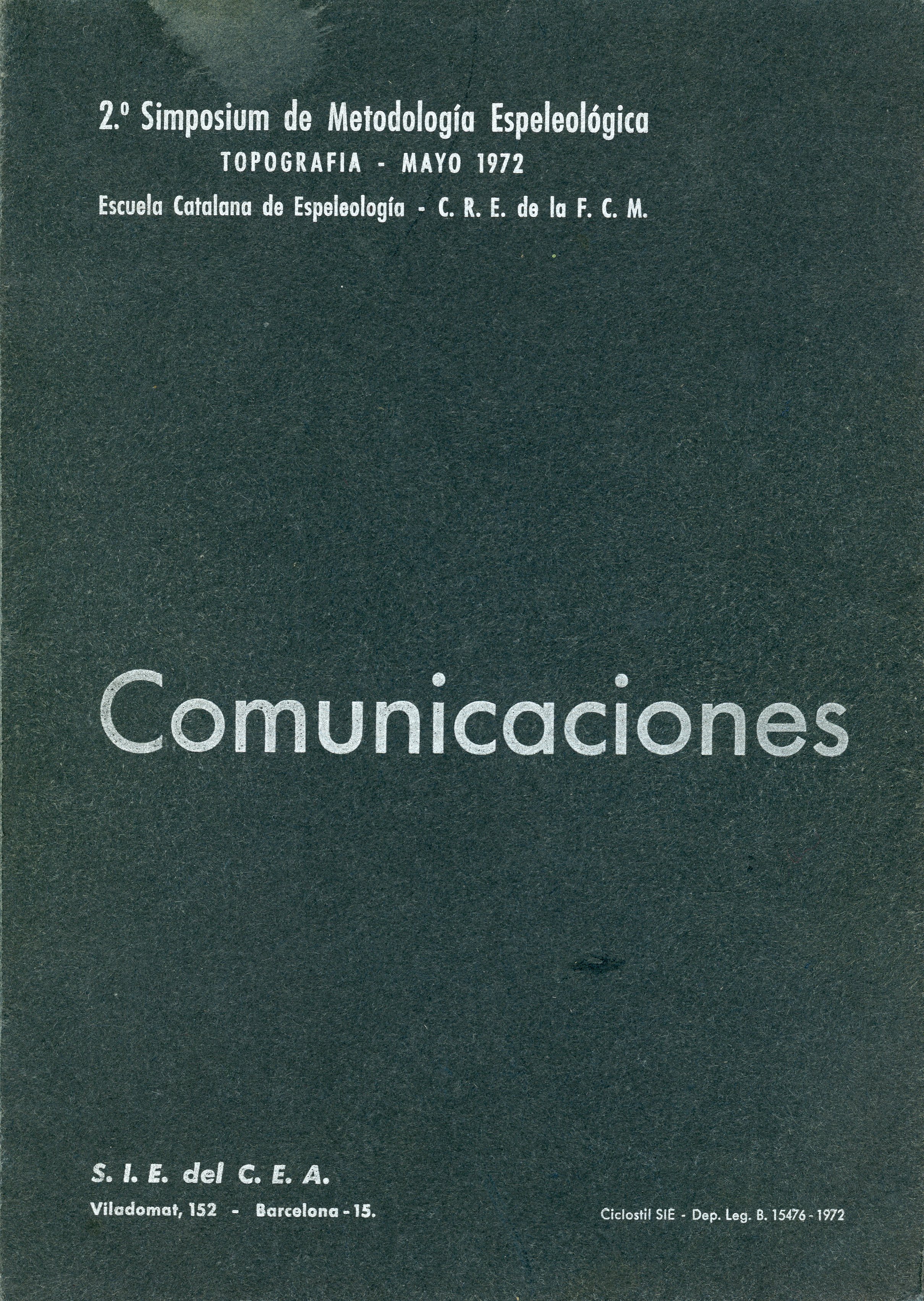 2.º Simposium de Metodología Espeleológica : Topografia - Portada
