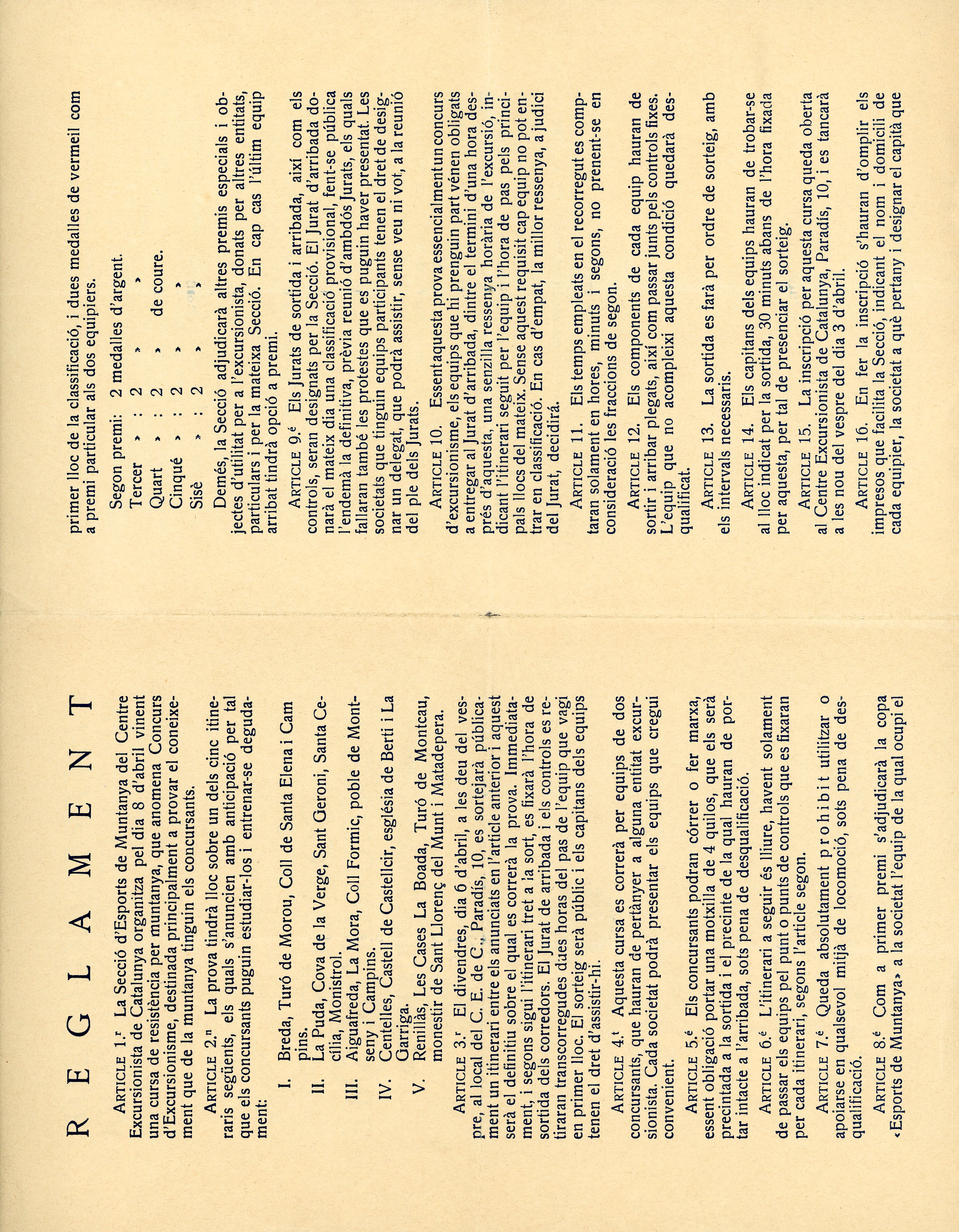 Concurs d'Excursionisme : X Prova de Muntanya : Copa "Esports de Muntanya" : 8 d'abril de 1923 - Miniatura 2