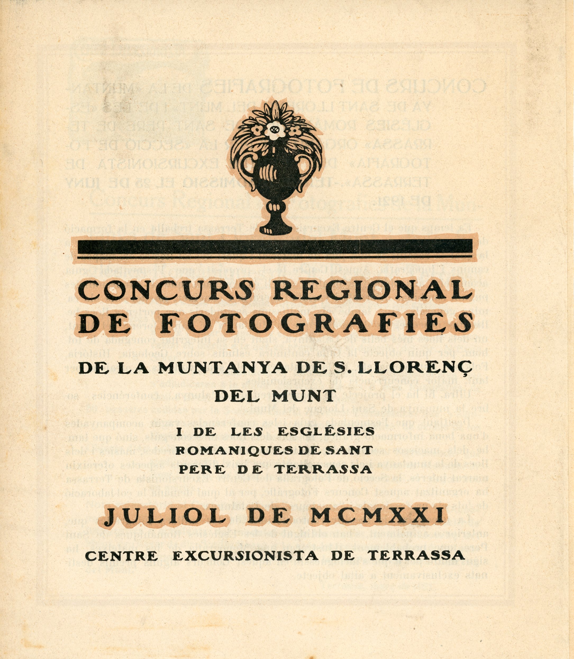 Concurs regional de fotografies de la muntanya de S. Llorenç del Munt i de les esglésies romàniques de Sant Pere de Terrassa - Portada