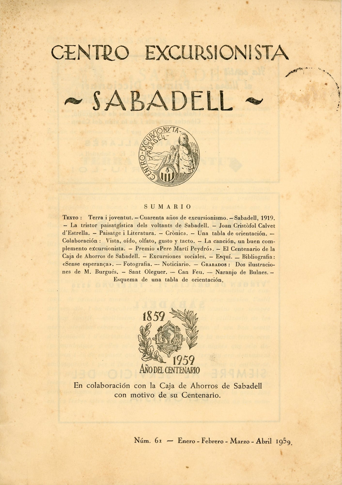Cuarenta años de Excursionismo Sabadellenquista - Portada