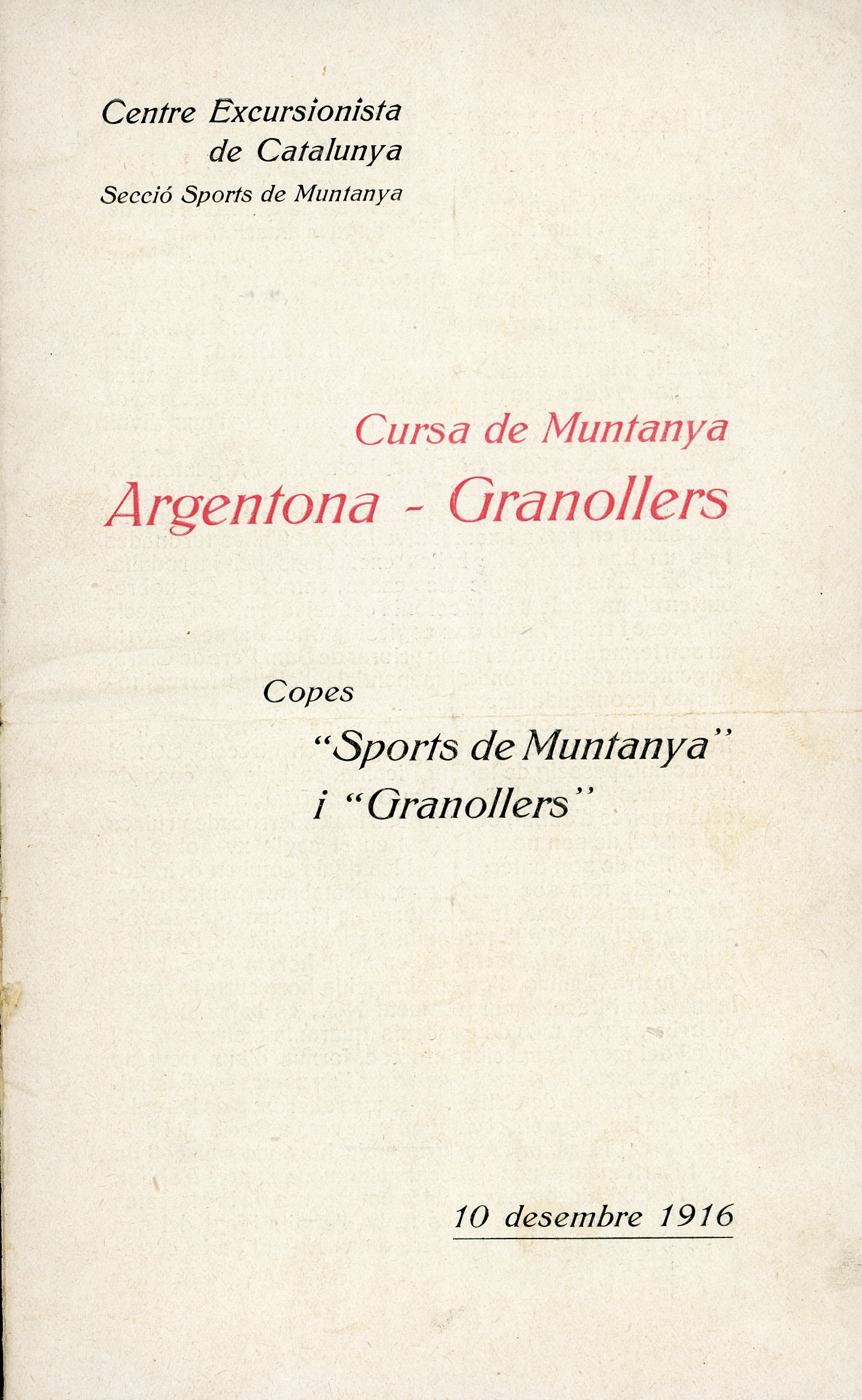 Cursa de Muntanya Argentona - Granollers : Copes "Sports de Muntanya" i "Granollers" - Portada
