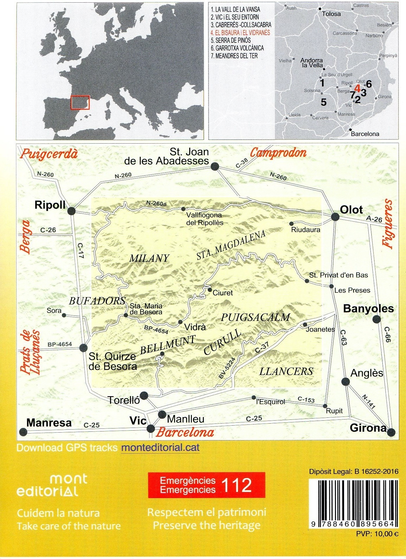 Bisaura i el Vidranès, El : Mapa excursionista · Outdoors map : + GPS tracks : E 1 30.000 : Rutes clàssiues i nous itineraris : Excursions al centre geogràfic de Catalunya, per la Vall del Llobregós, Torà, Llanera, Ardèvol i els Plans de la Molsosa - Miniatura 2