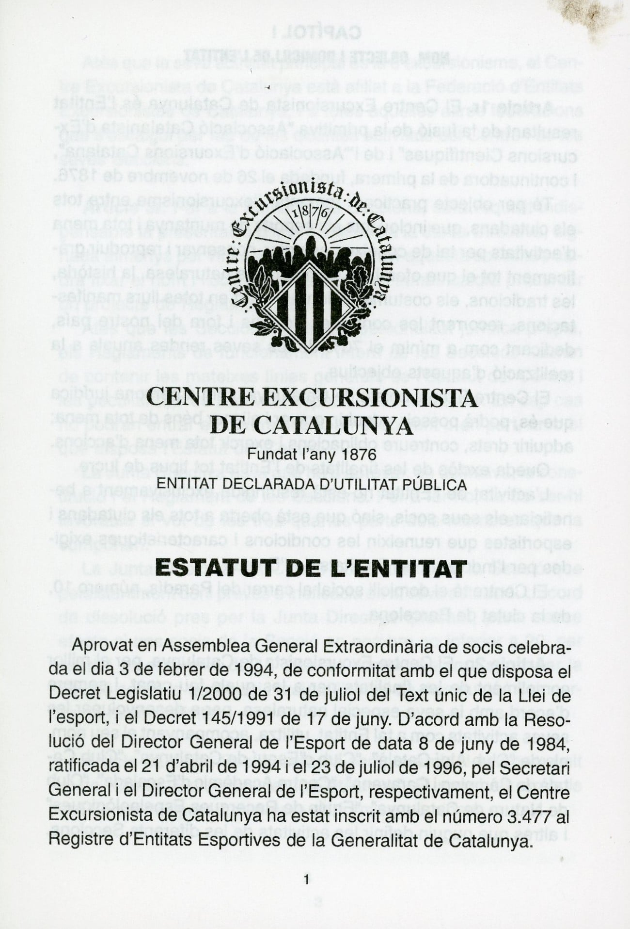 Estatut de l'entitat - Portada
