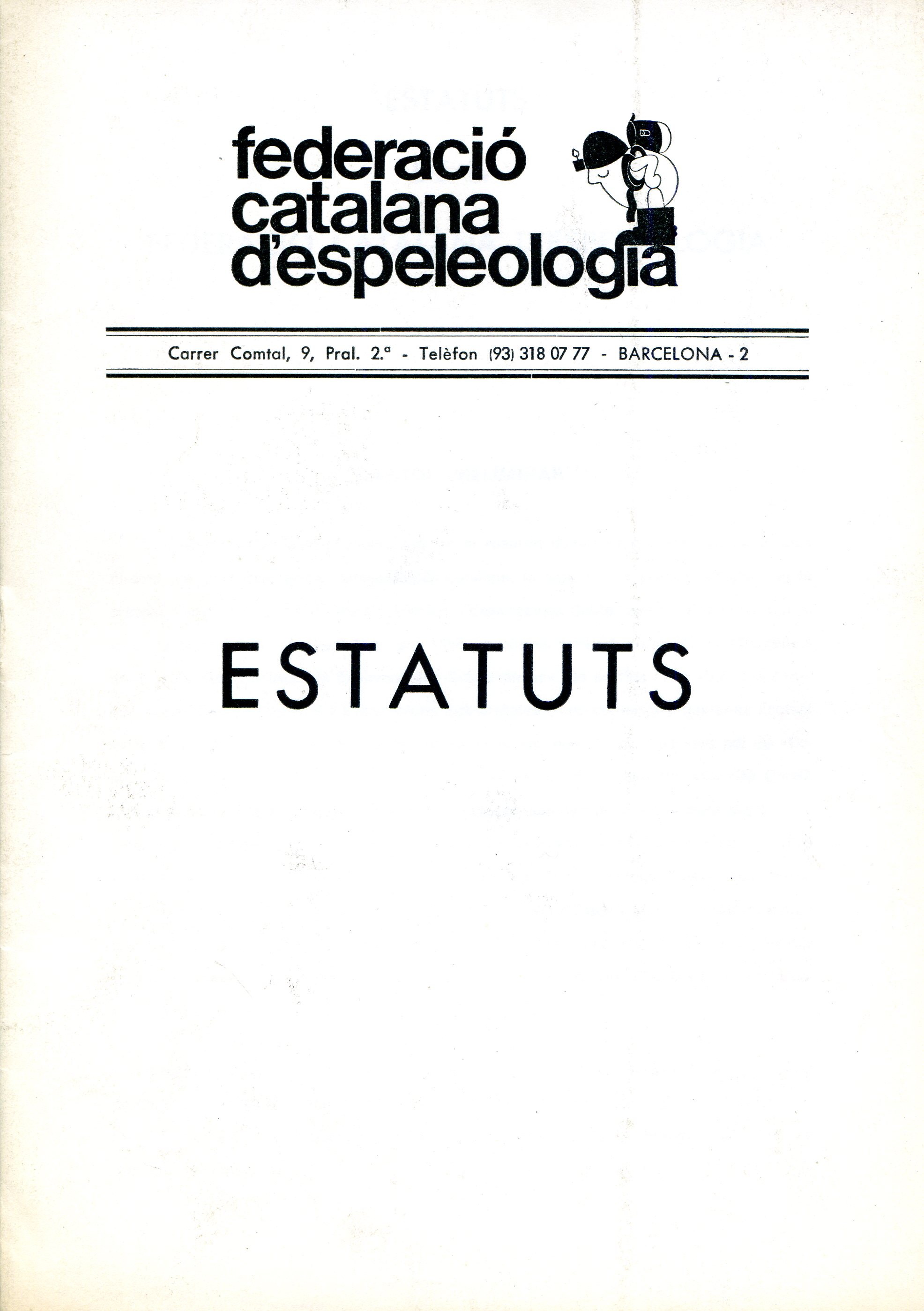 Estatuts : Federació Catalana d'Espeleologia - Portada
