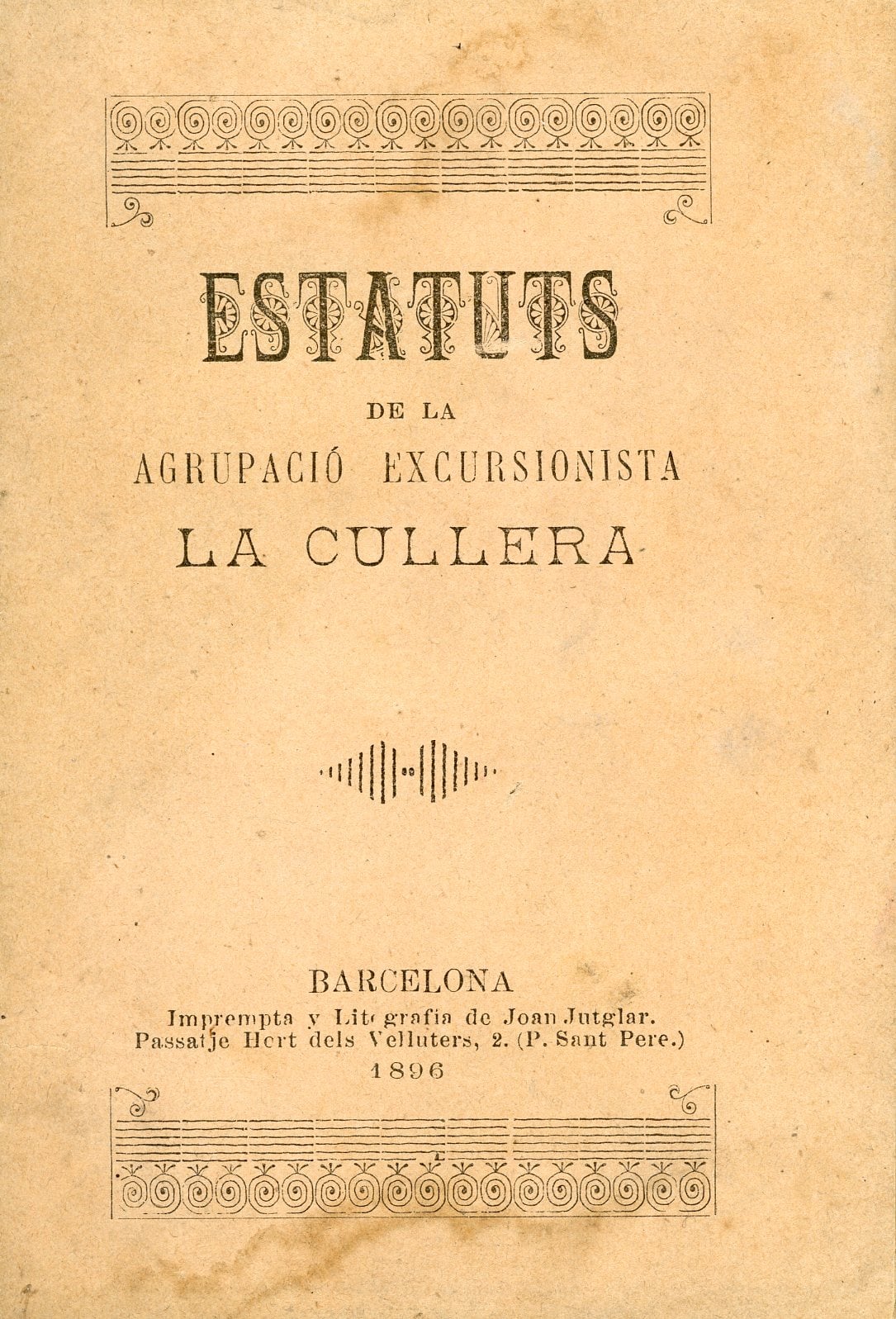 Estatuts de l'Agrupació Excursionista La Cullera - Portada