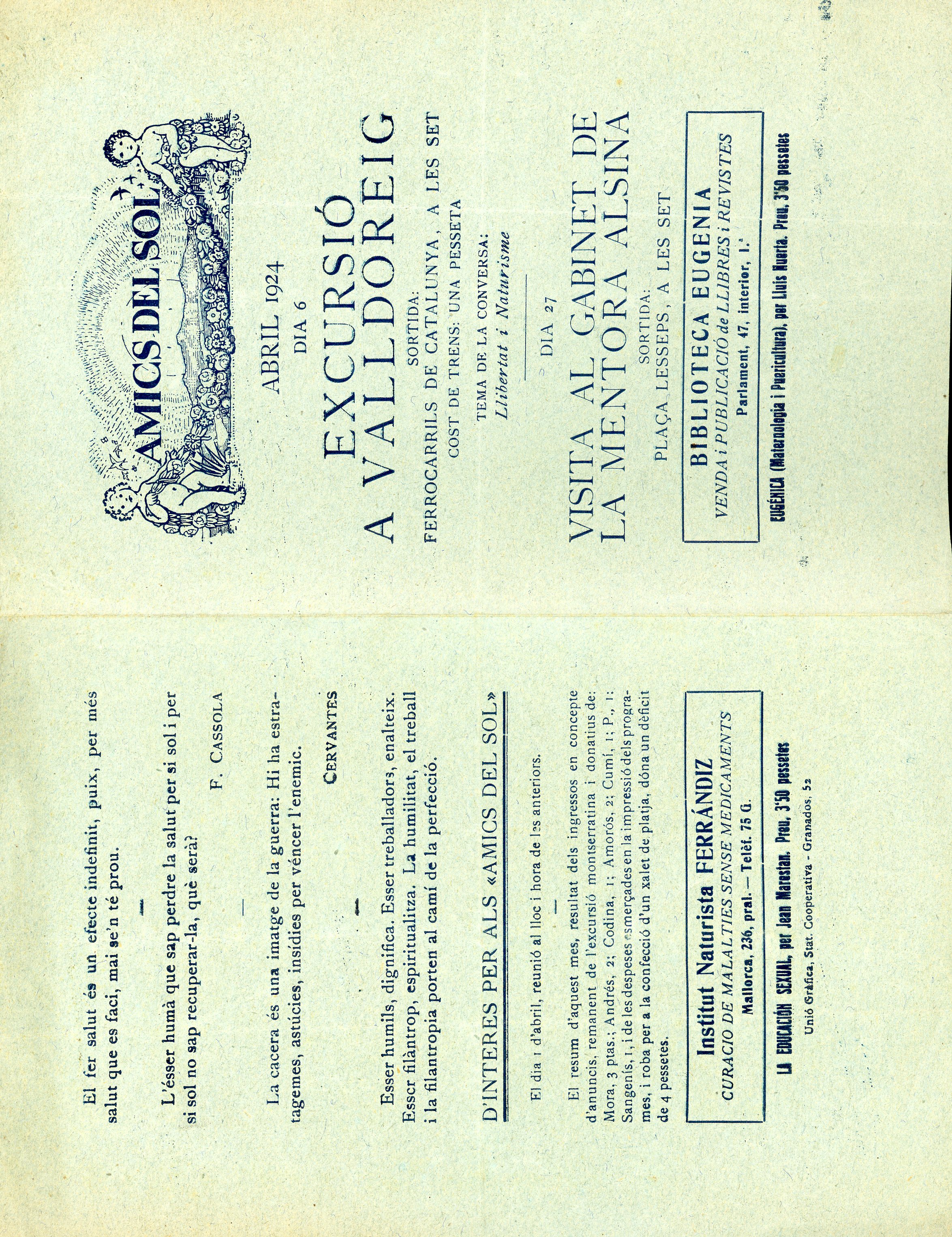 Excursió a Valldoreig : Abril 1924 : Dia 6 - Portada