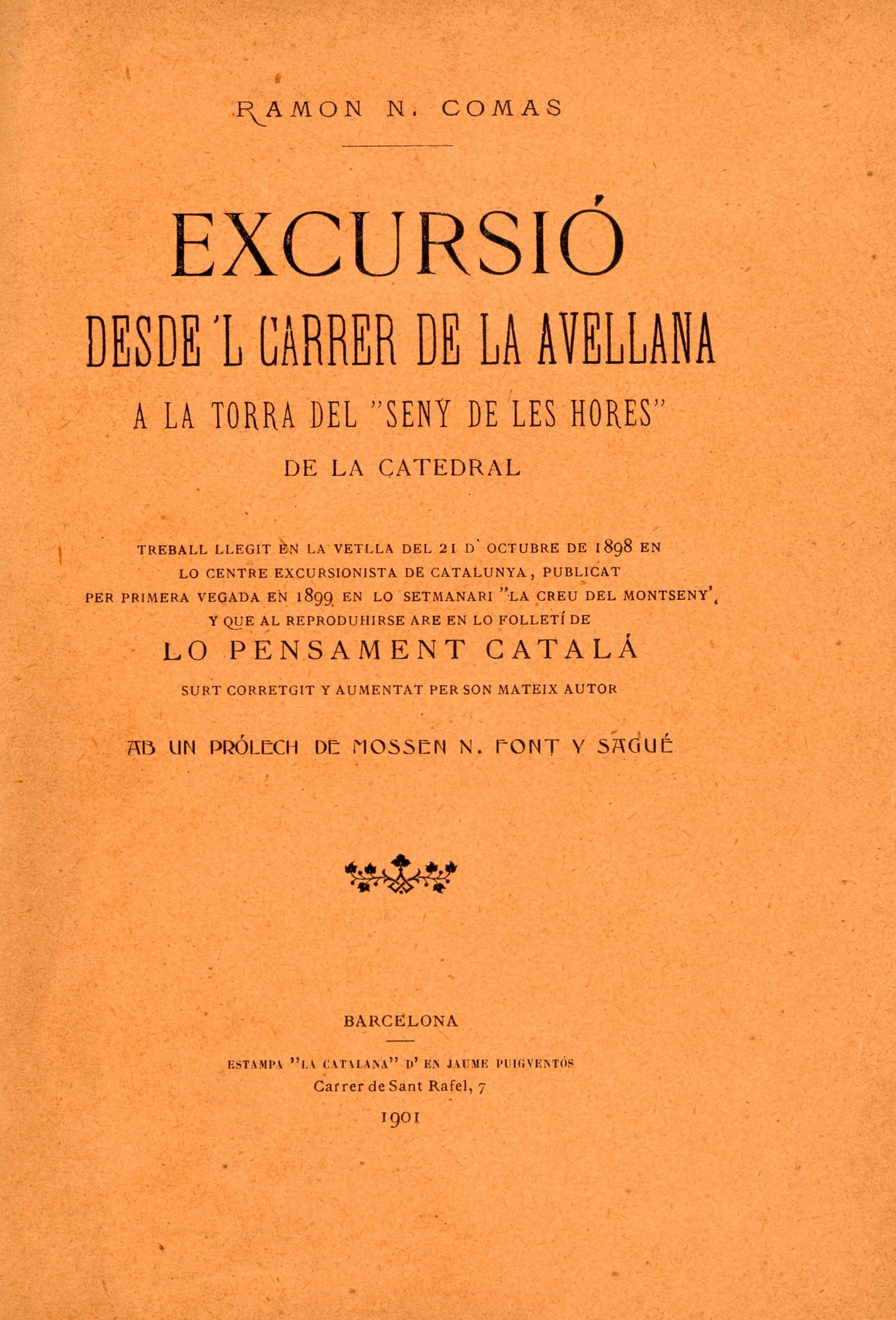 Excursió desde'l carrer de la Avellana a la torre del "Seny de les Hores" de la catedral - Portada