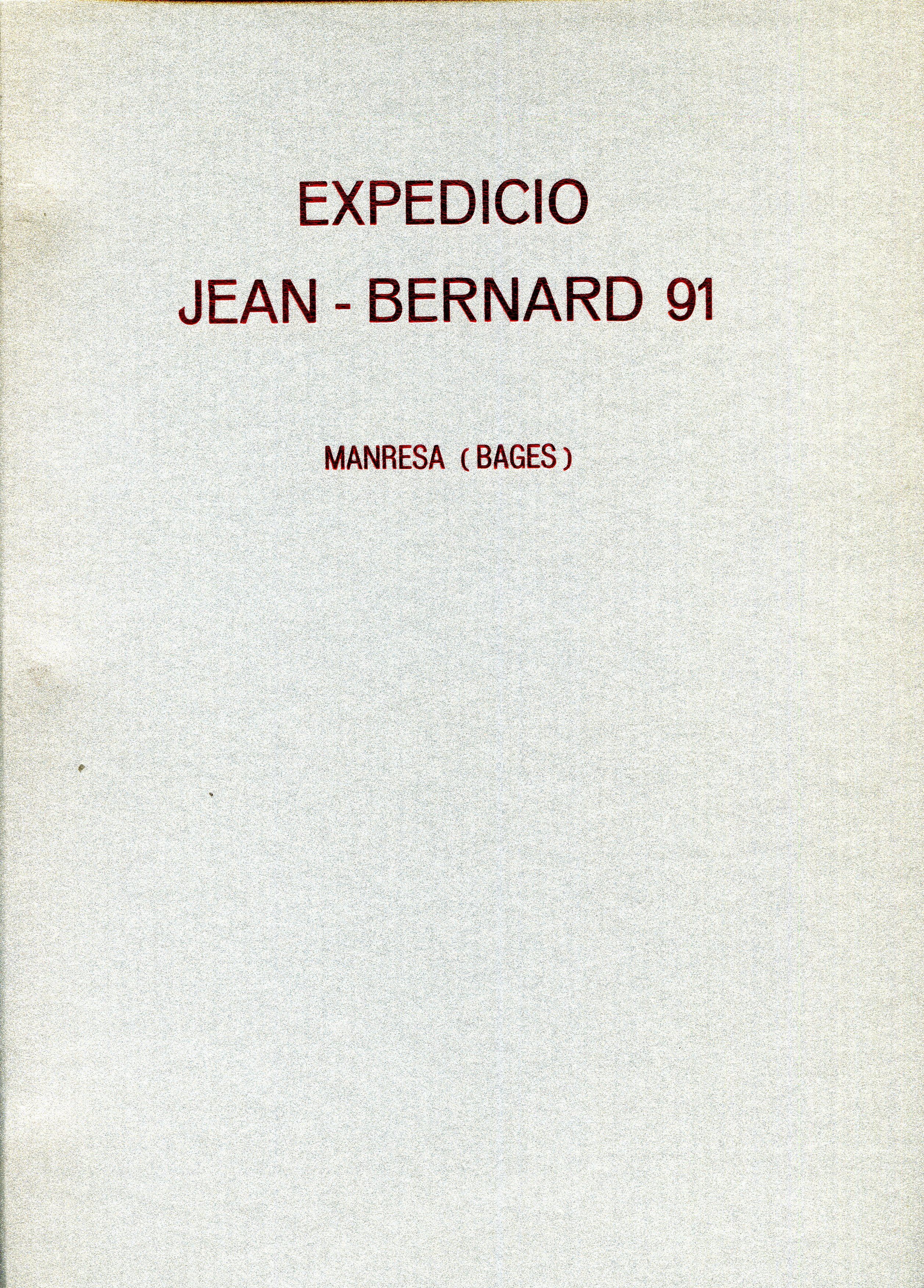 Expedició Jean - Bernard 91 - Portada