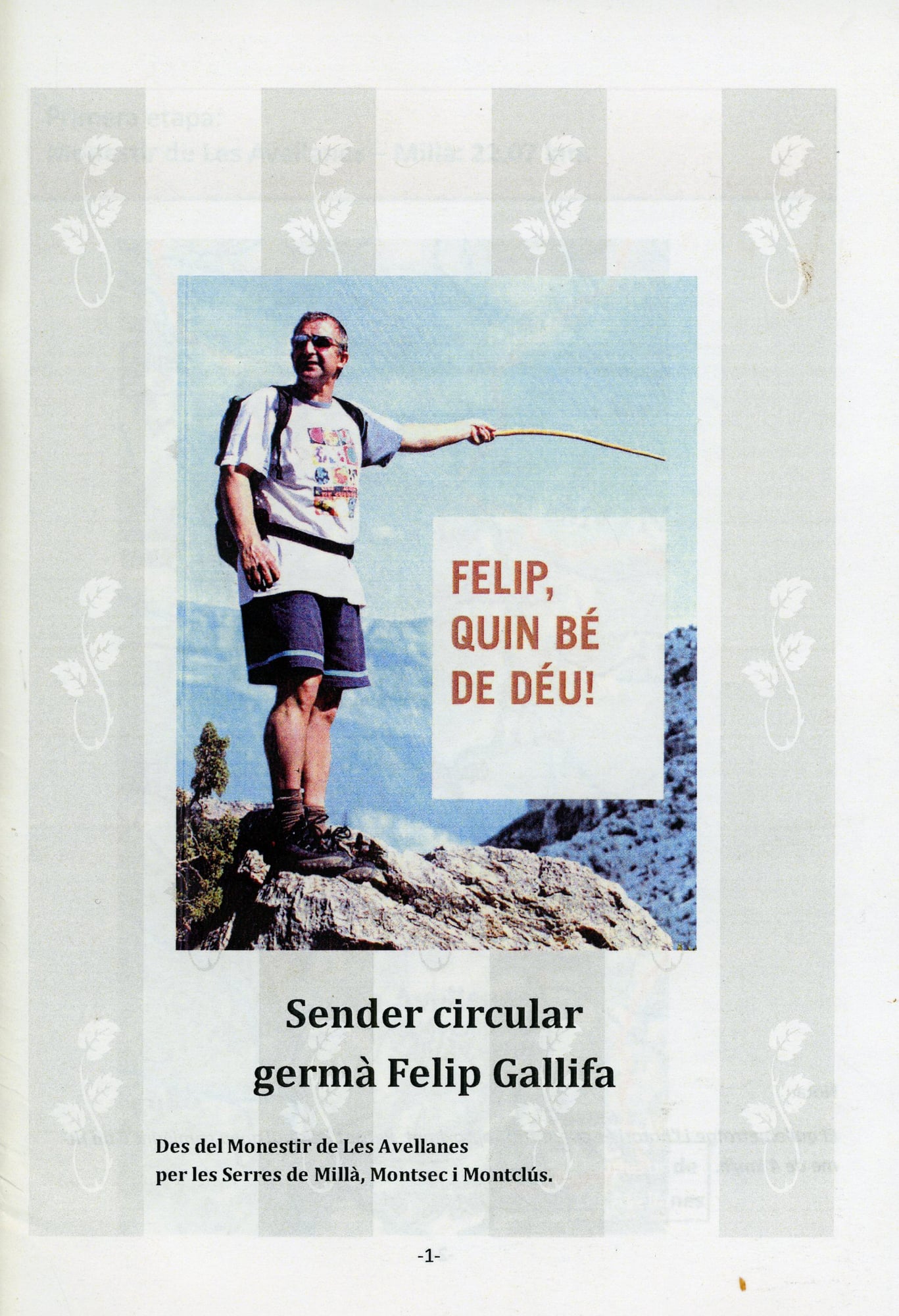 Felip quin bé de Déu! : Sender circular germà Felip Gallifa : Des del Monestir de Les Avellanes per les Serres de Millà, Montsec i Montclús - Portada