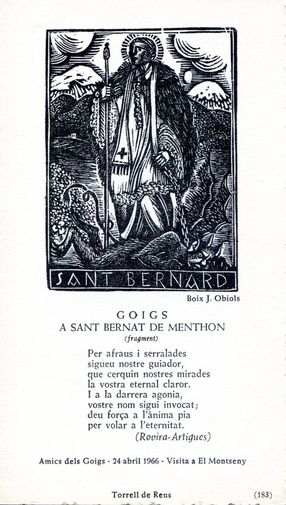 Goigs a Sant Bernat de Menthon - Portada
