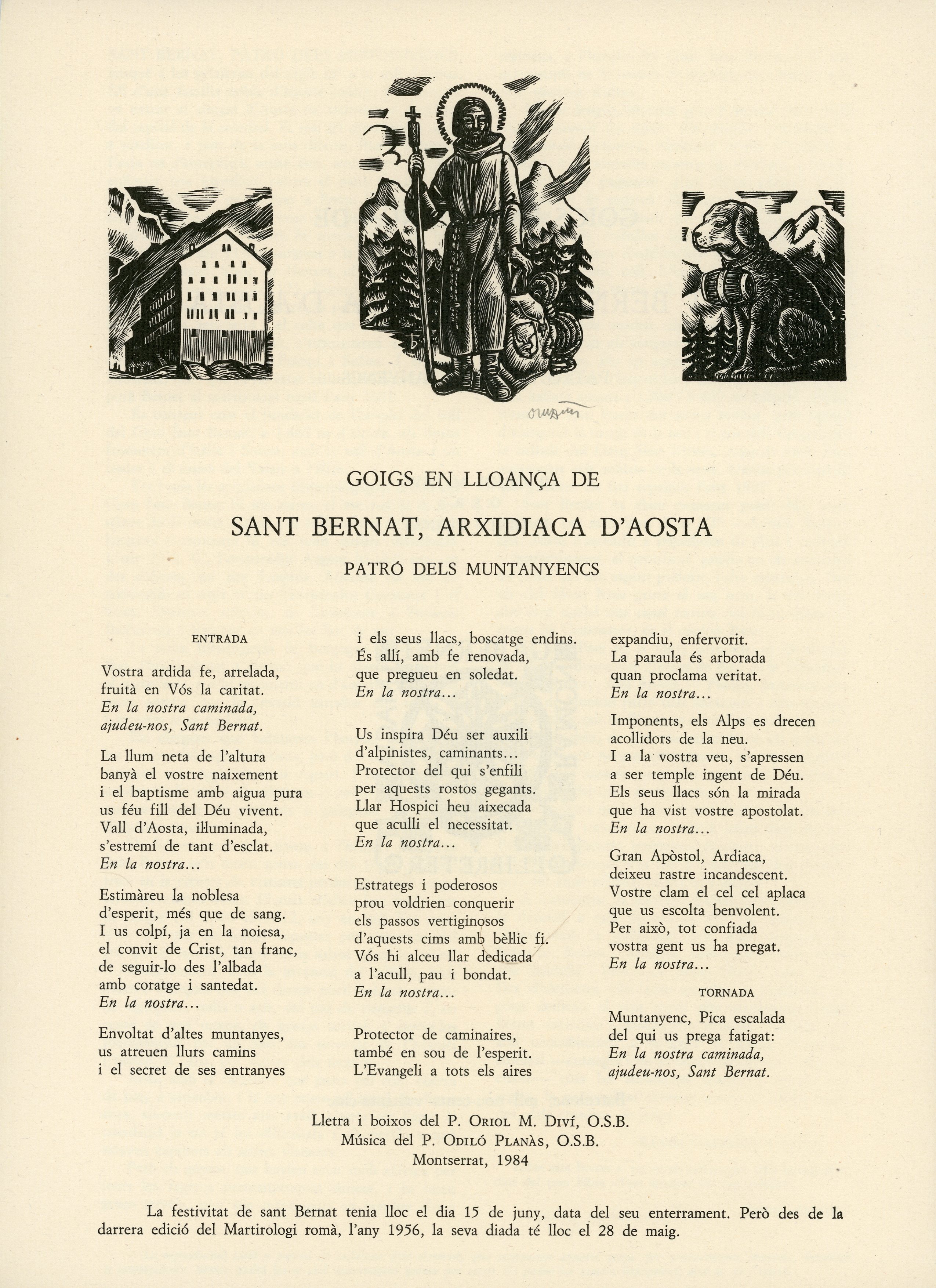 Goigs en lloança de Sant Bernat, arxidiaca d'Aosta : Patró dels muntanyencs - Miniatura 2