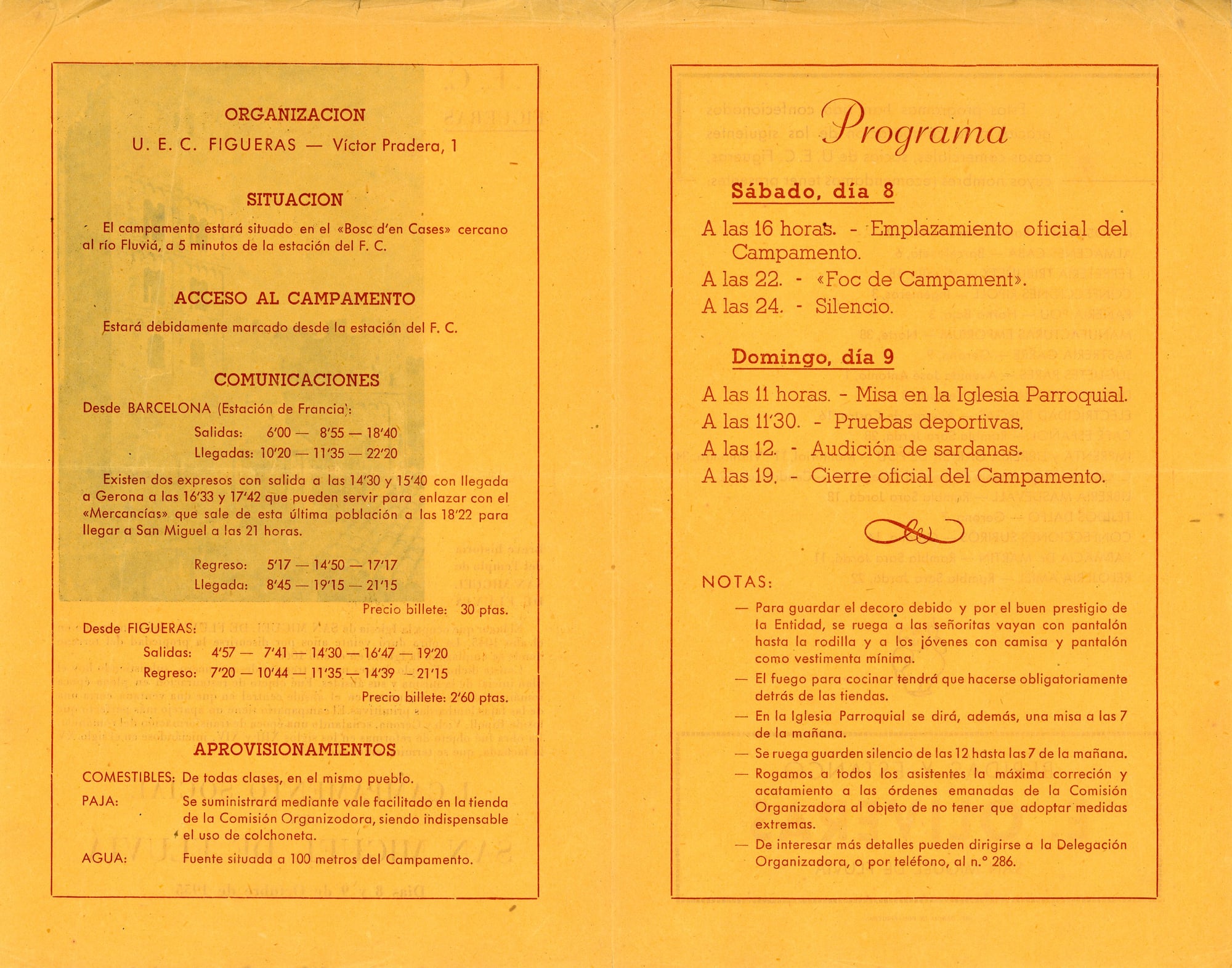 I Campamento Social en San Miguel de Fluvià : Días 8 y 9 de Octubre de 1955 - Miniatura 2