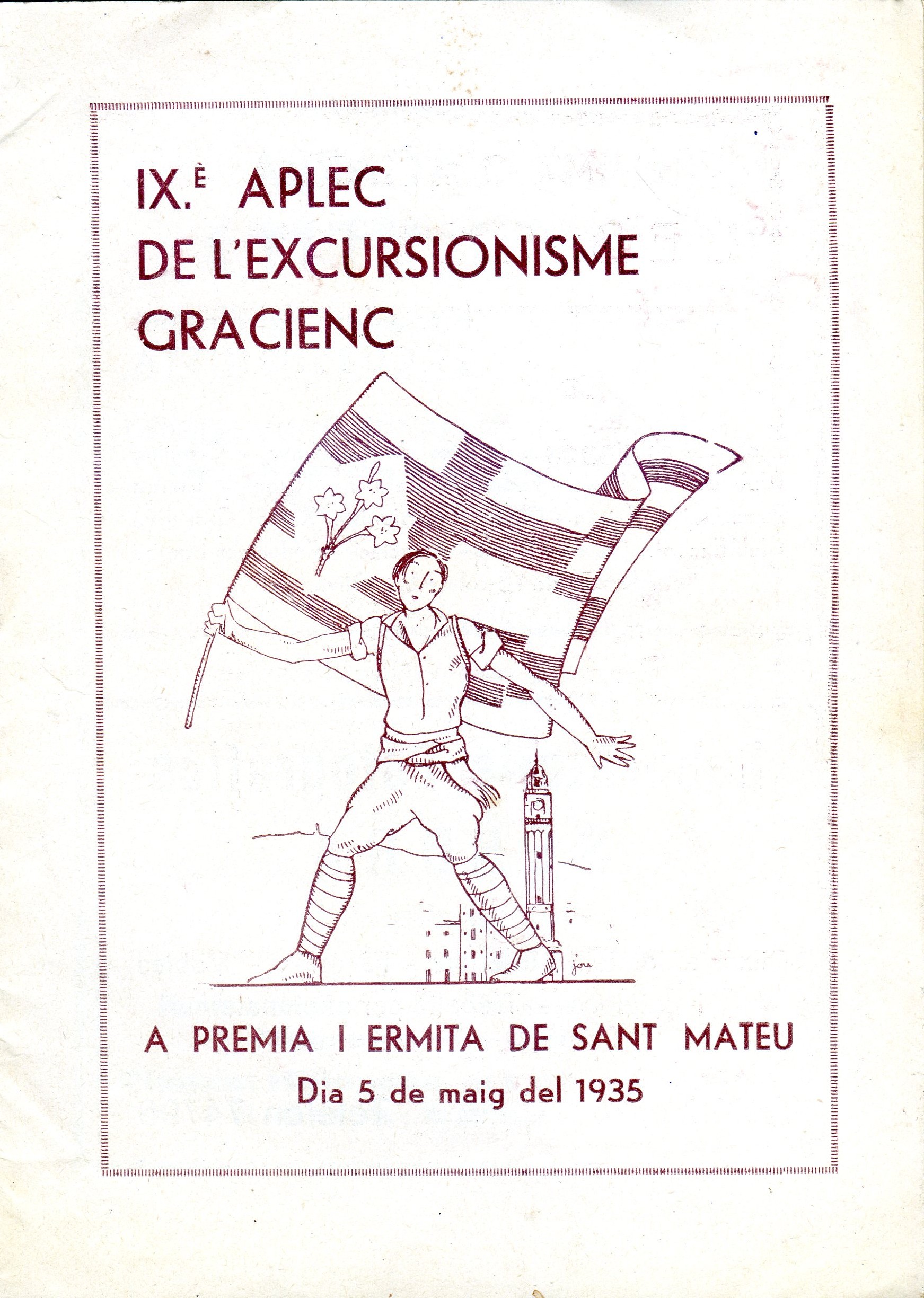 IX.è Aplec de l'excursionisme gracienc : A Premià i ermita de Sant Mateu : Dia 5 de maig de 1935 - Portada