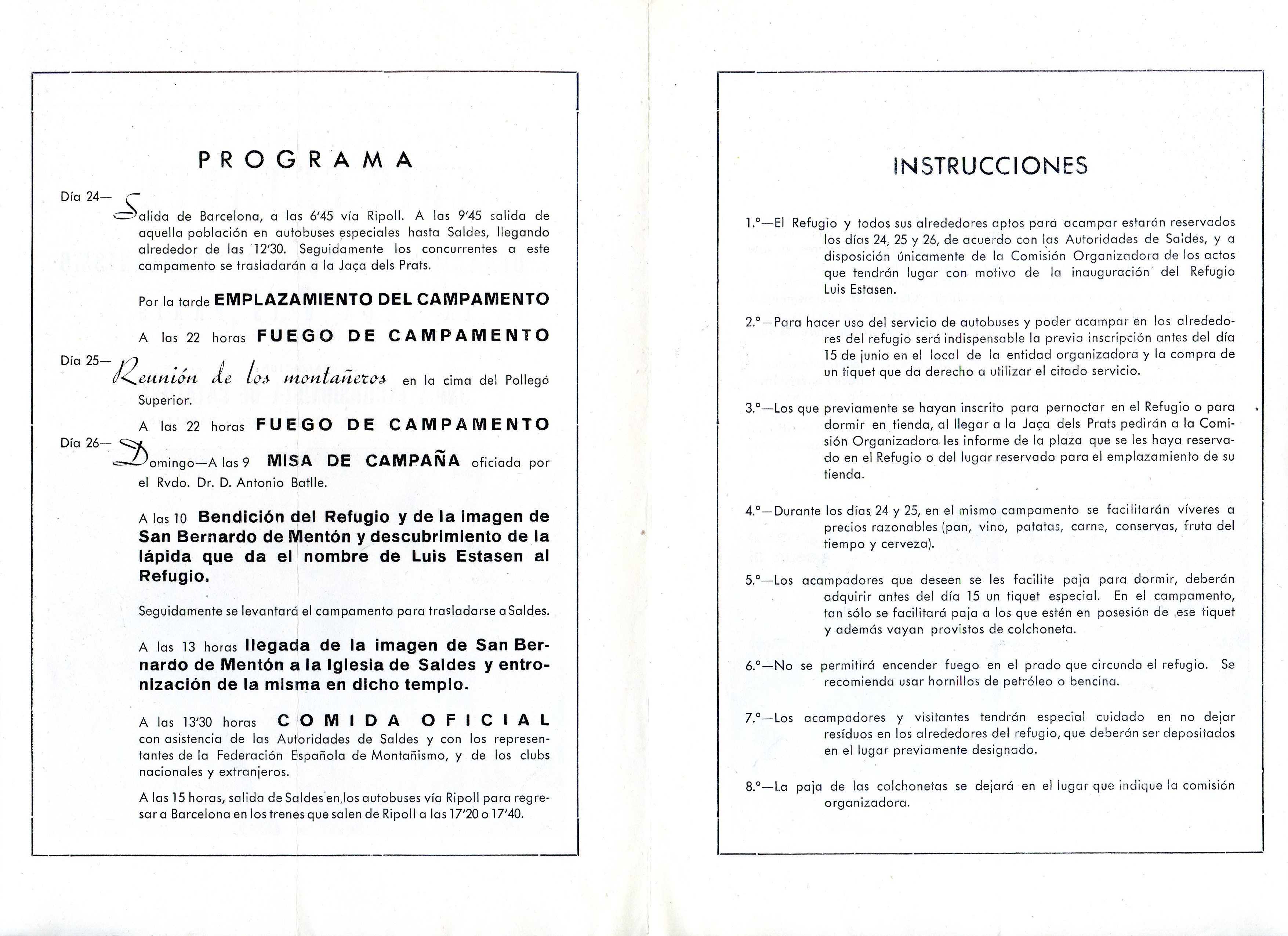 Inauguración del Refugio Luis Estasen de la Federación Española de Montañismo en la Jaça dels Prats (Pedraforca) : Días 24, 25 y 26 de junio de 1949 - Miniatura 2