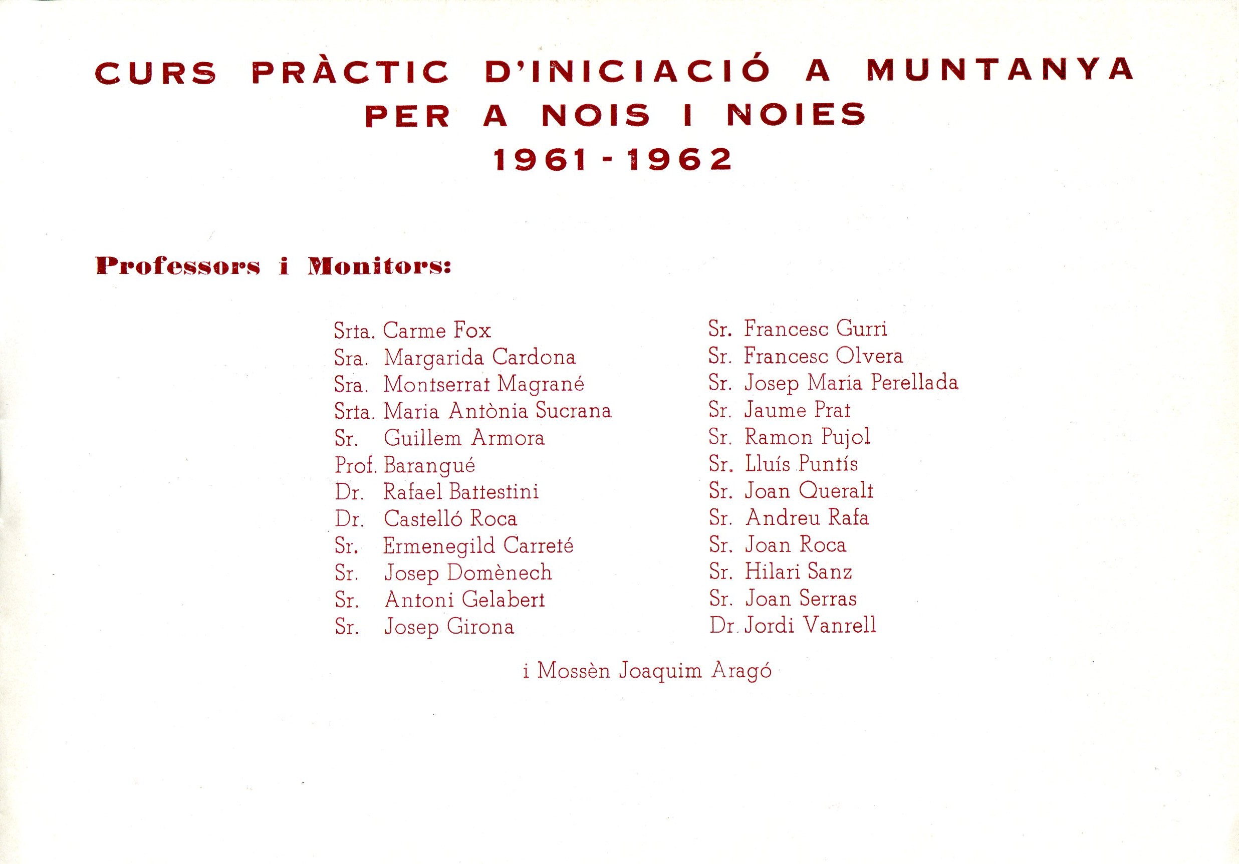 Curs pràctic d'iniciació a muntanya per a nois i noies 1961 - 1962 - Miniatura 3
