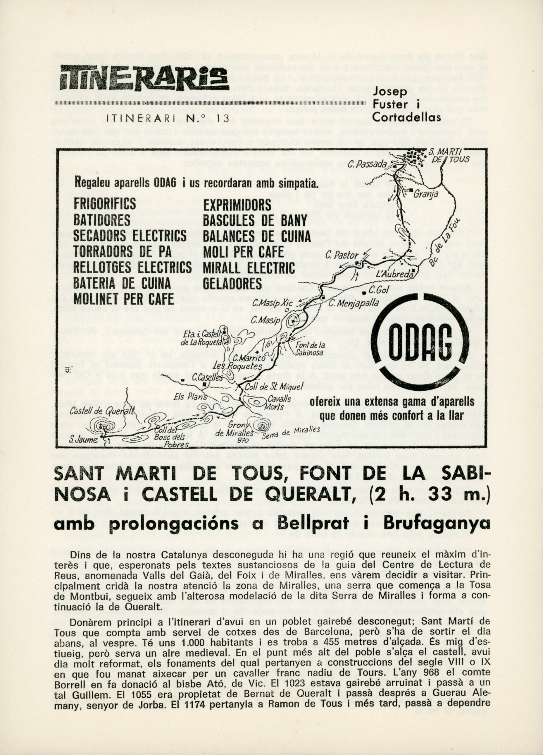 Itineraris : Sant Martí de Tous, font de la Sabinosa i castell de Queralt, (2 h. 33 m.) amb prolongacions a Bellprat i Brufaganya - Portada