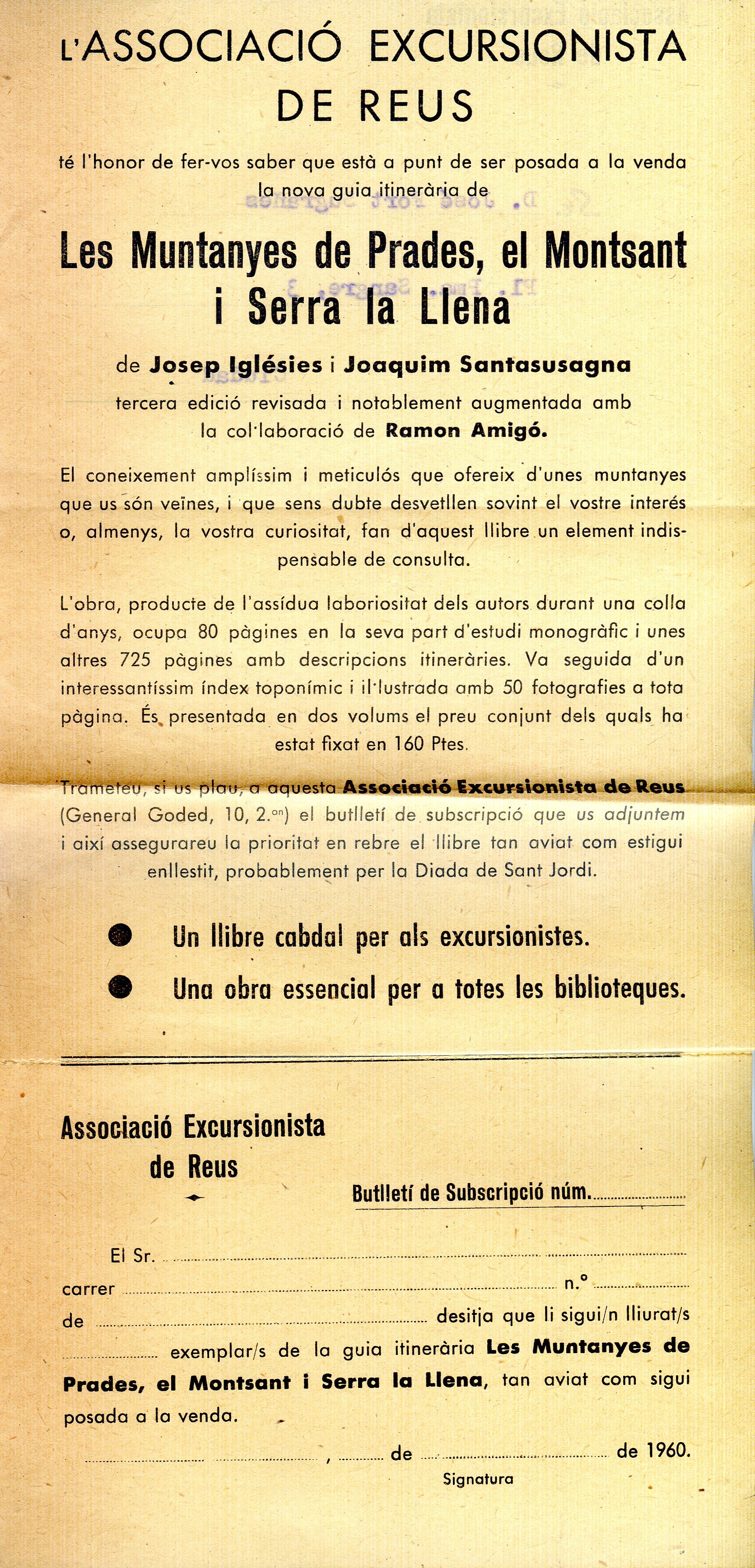 Associació Excursionista de Reus, L' : Les Muntanyes de Prades, el Montsant i la Serra de Llena - Portada