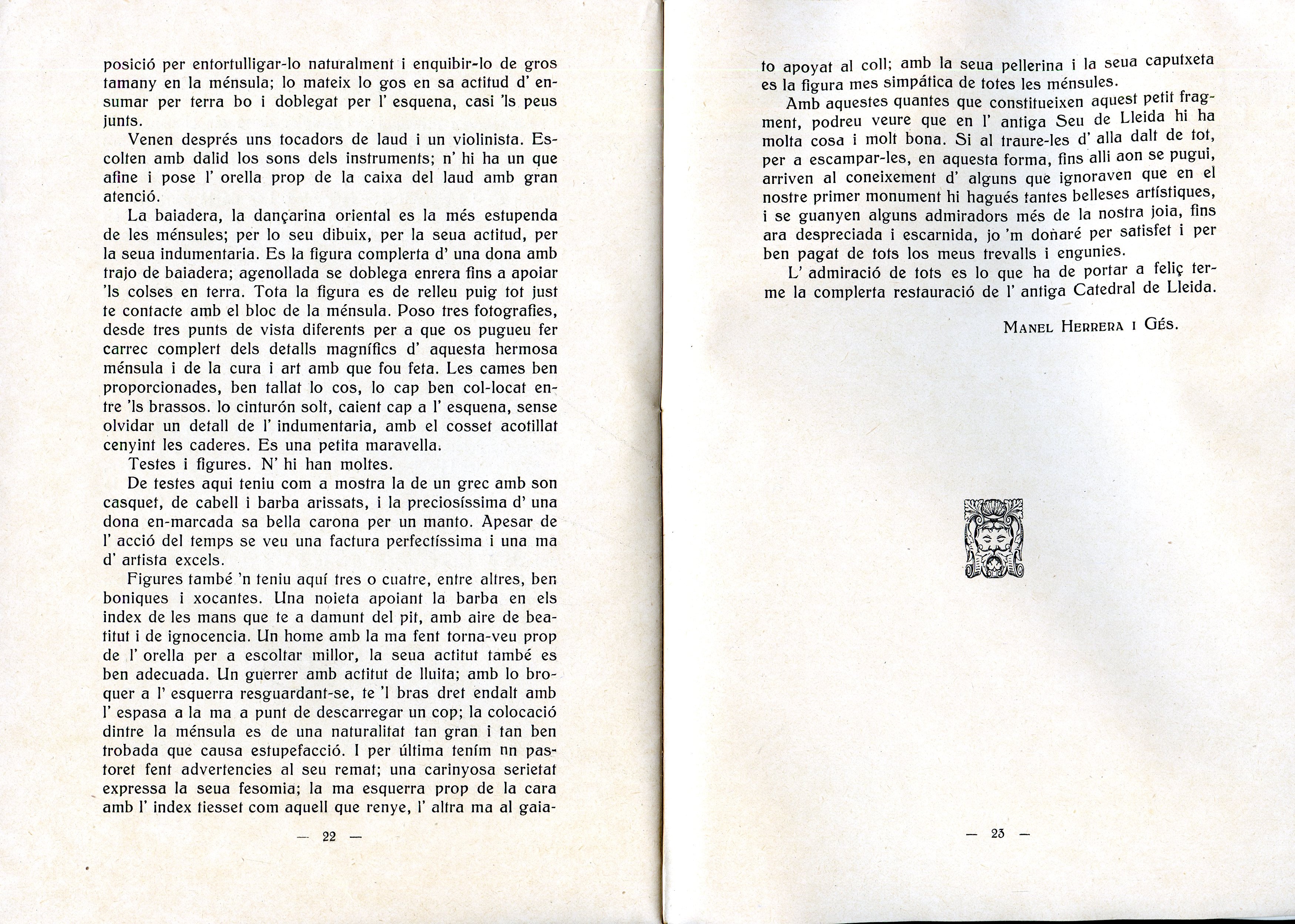 antiga seu de Lleida, L' : Fragments : Les ménsules de la nau major - Miniatura 4