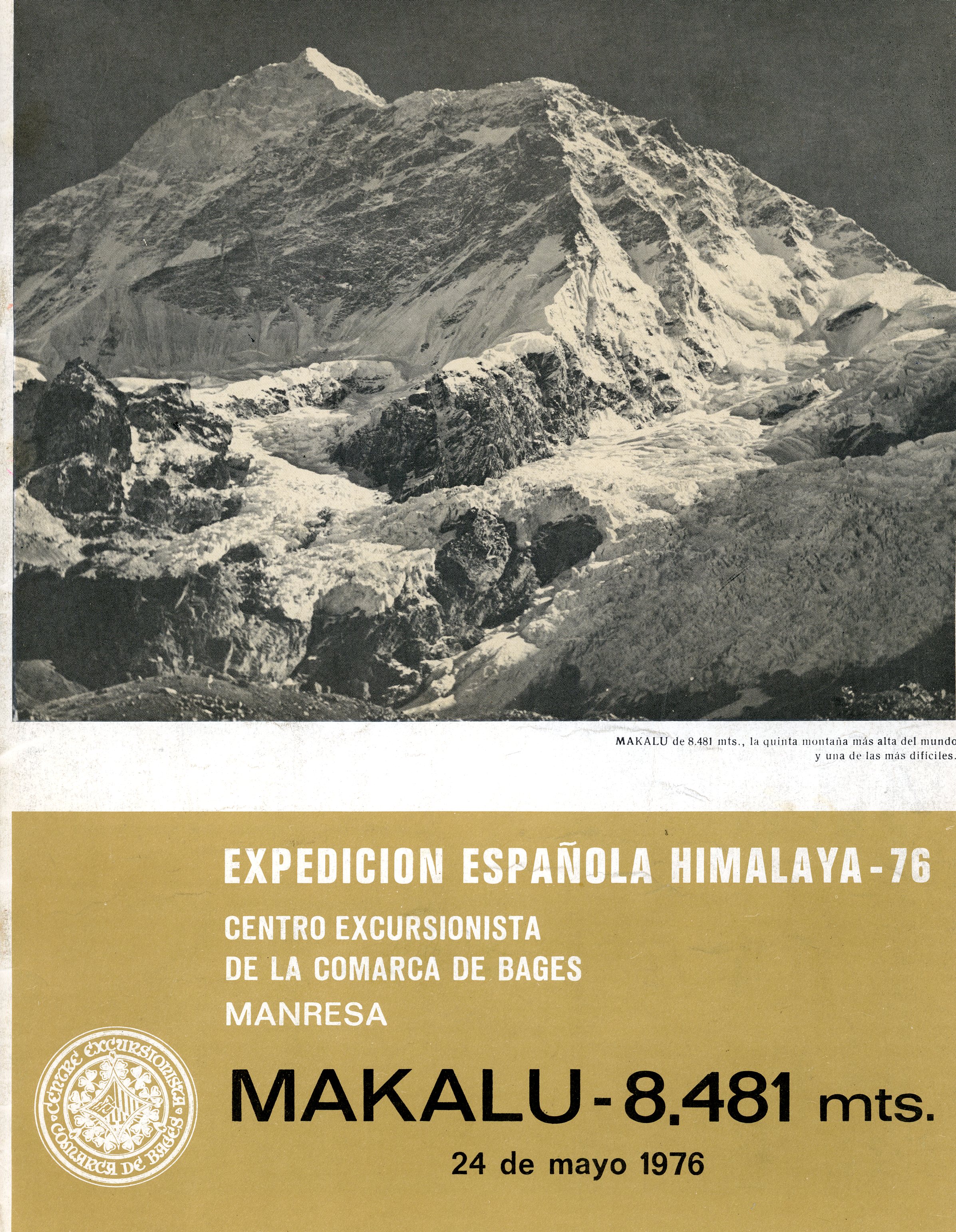 Expedicion española Himalaya - 76 : Centro Excursionista de la Comarca de Bages Manresa : Makalu - 8.481 mts. : 24 de mayo 1976 - Portada