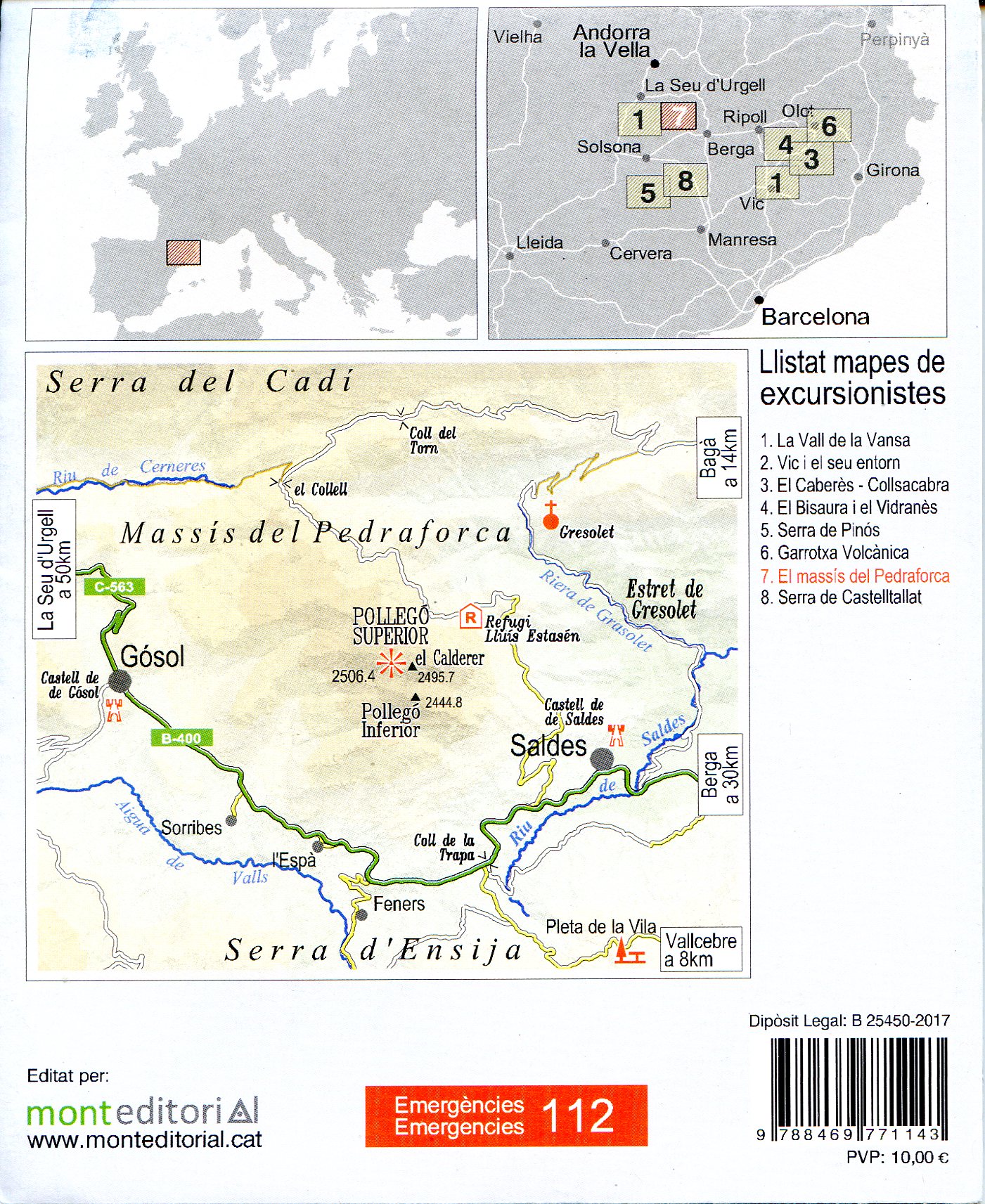 Massís del Pedraforca : Outdoors map / Mapa excursionista : Classic and new routes / Clàssiques i noves rutes - Miniatura 2
