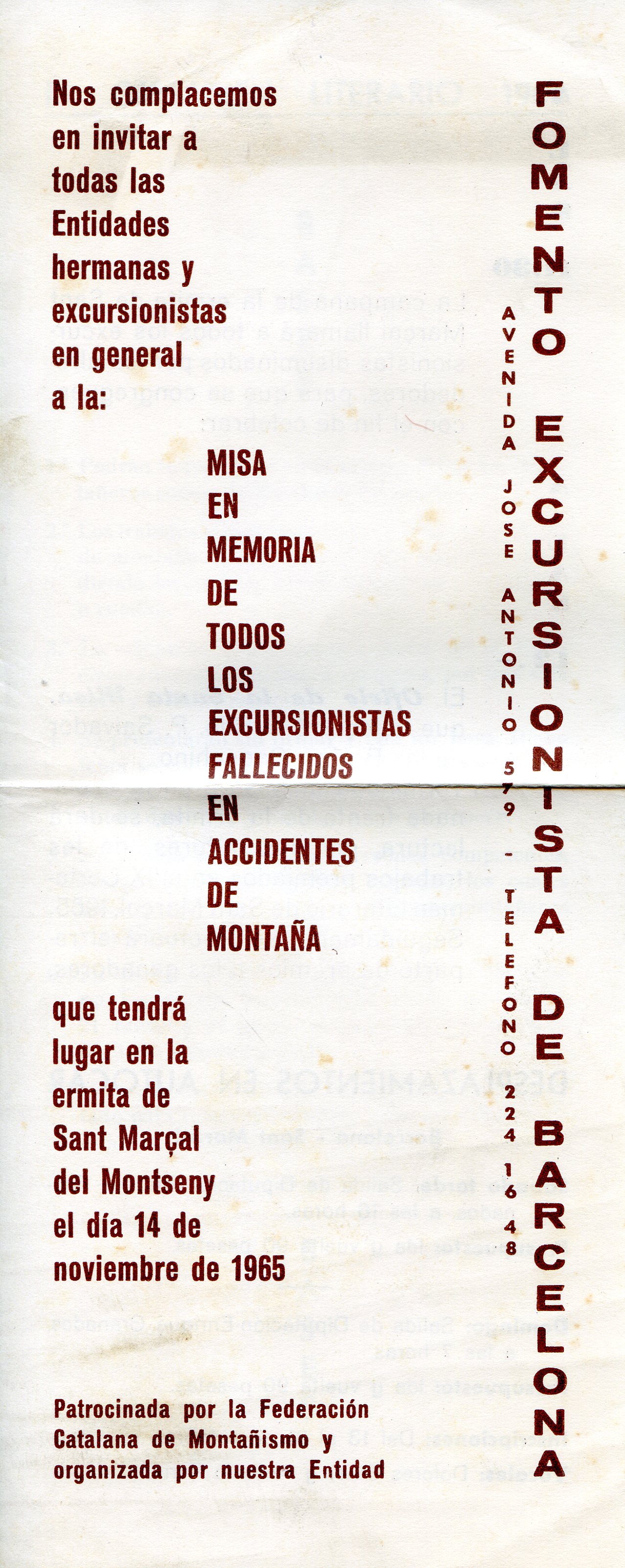 Misa en memoria de todos los excursionistas fallecidos en accidentes de montaña - Portada
