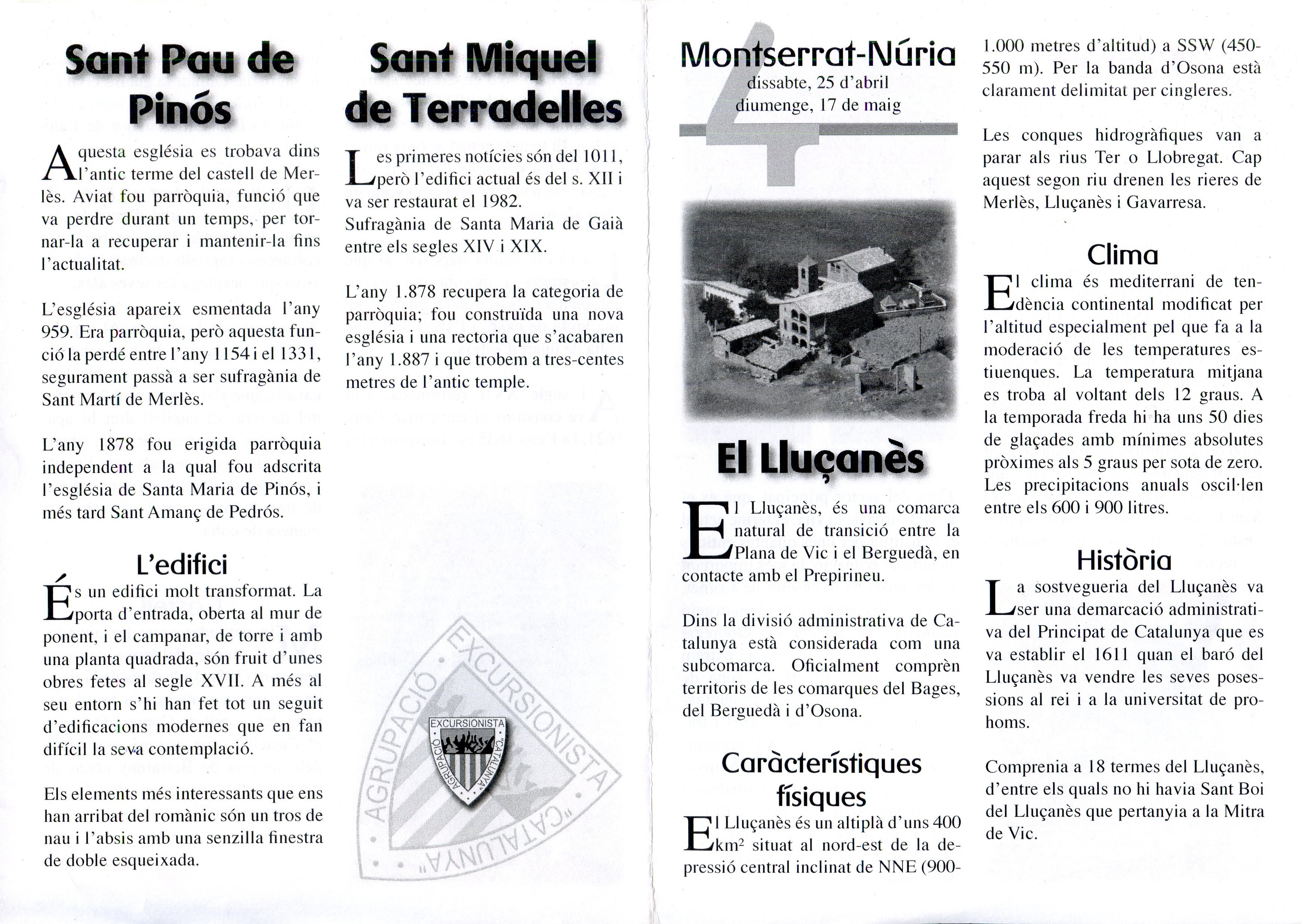 Montserrat-Núria : dissabte, 25 d'abril diumenge, 17 de maig - Portada