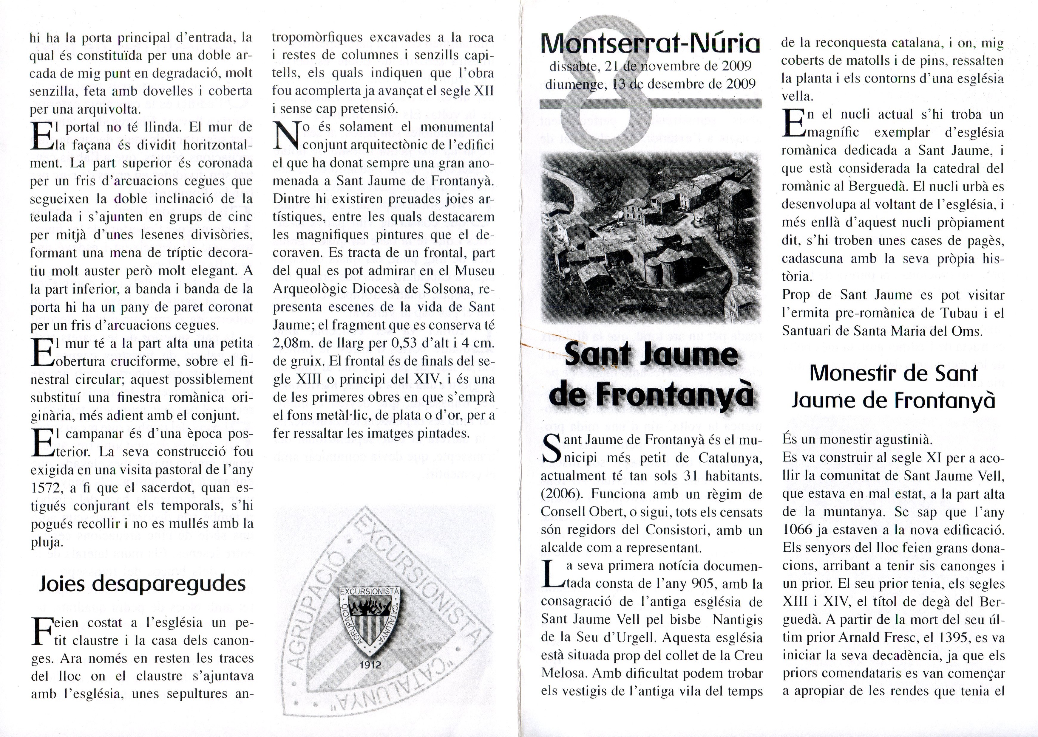 Montserrat-Núria : dissabte, 21 de novembre de 2009 diumenge, 13 de desembre de 2009 - Portada