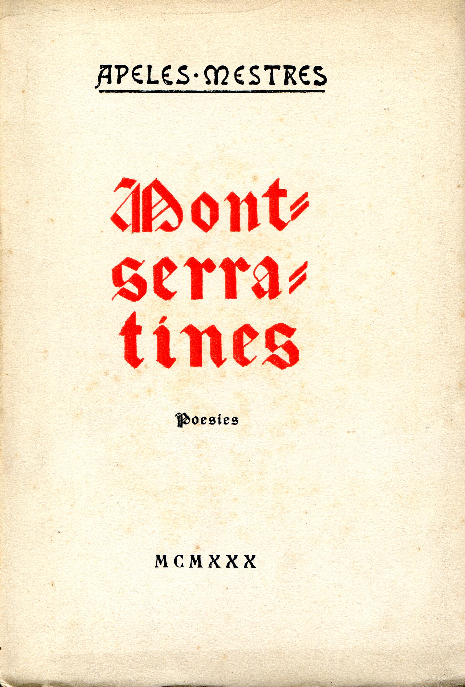 Montserratines : Poesies - Portada
