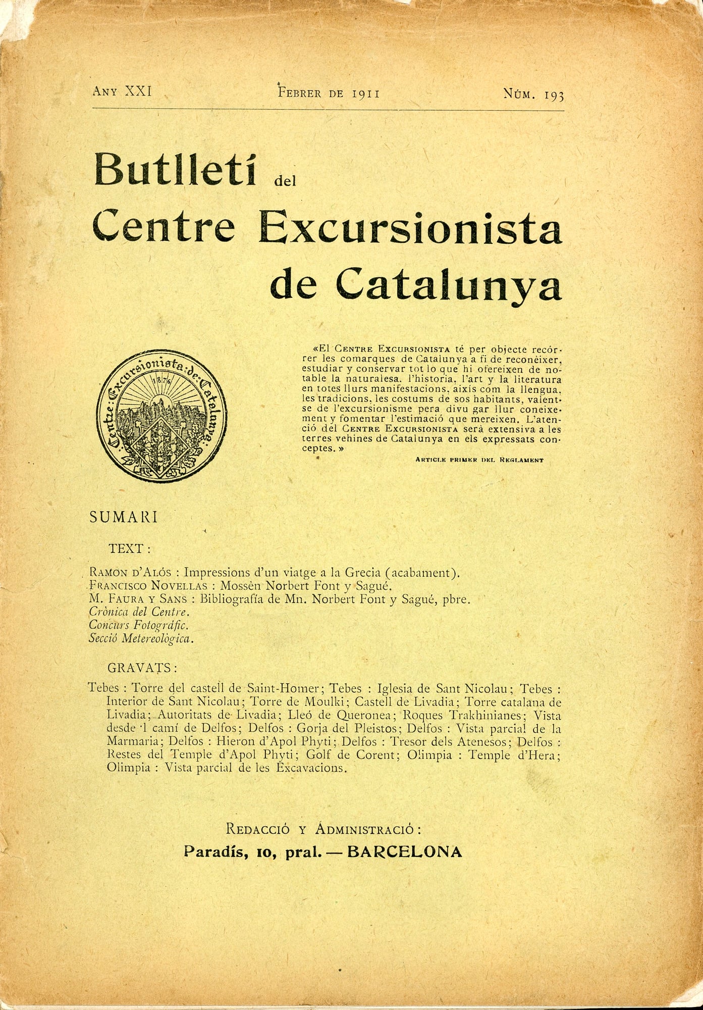 Mossèn Norbert Font y Sagué - Portada