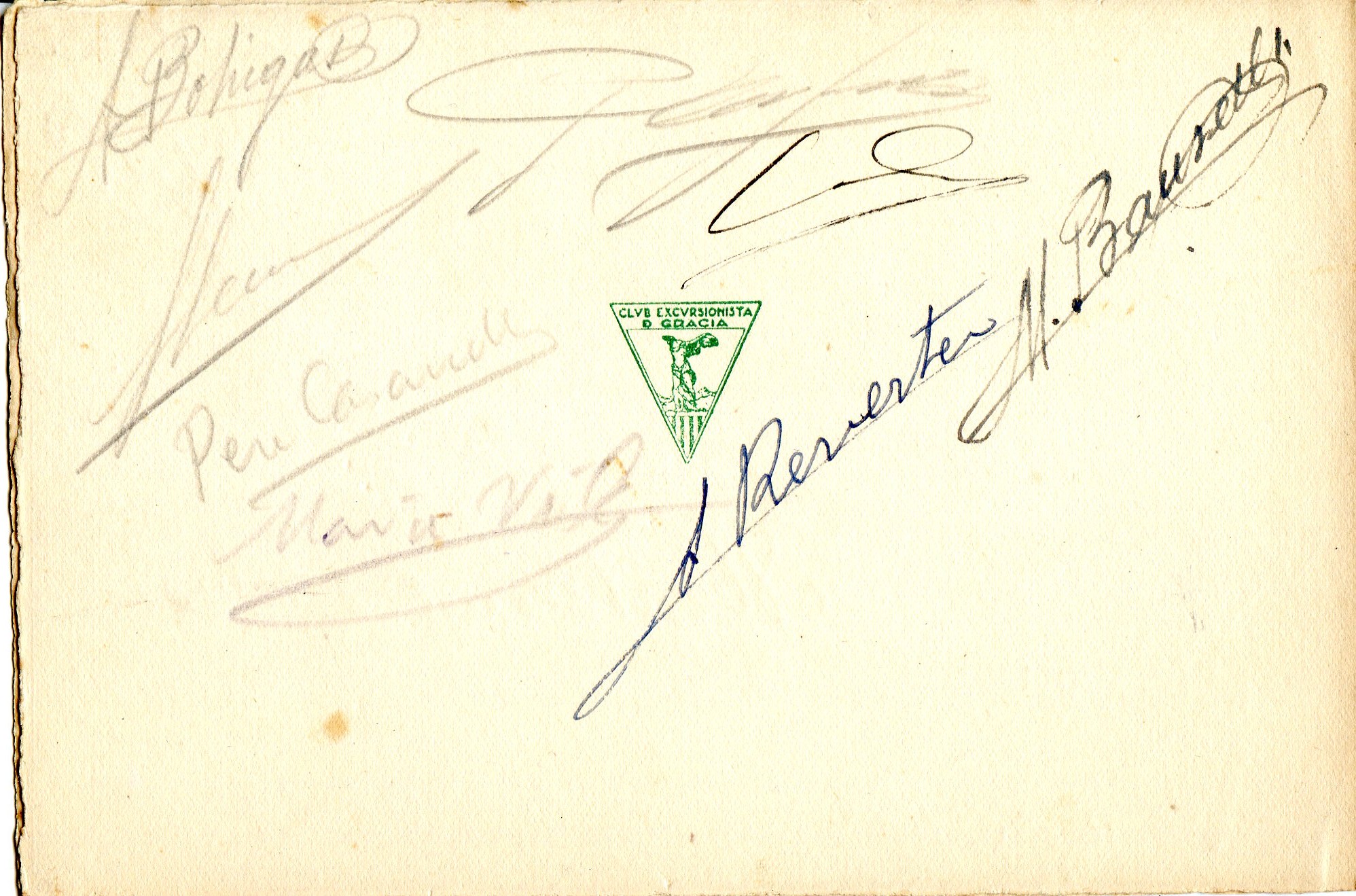 1922 1947 Noces d'argent del Club Excursionista de Gràcia : Sopar de Recordança : 13 de Gener 1947 : Restaurant - Bar - Flor Av. Prícep d'Astúries 2 Gràcia - Miniatura 3
