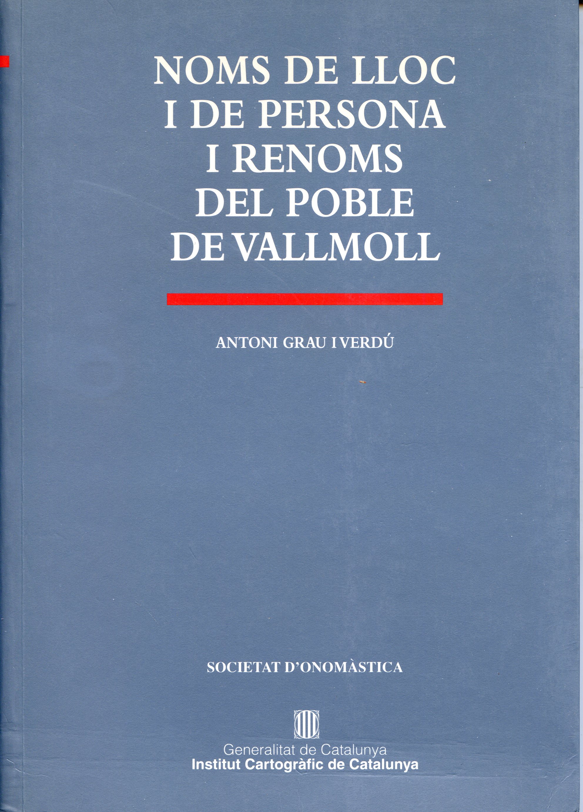 Noms de lloc i de persona i renoms del poble de Vallmoll - Portada