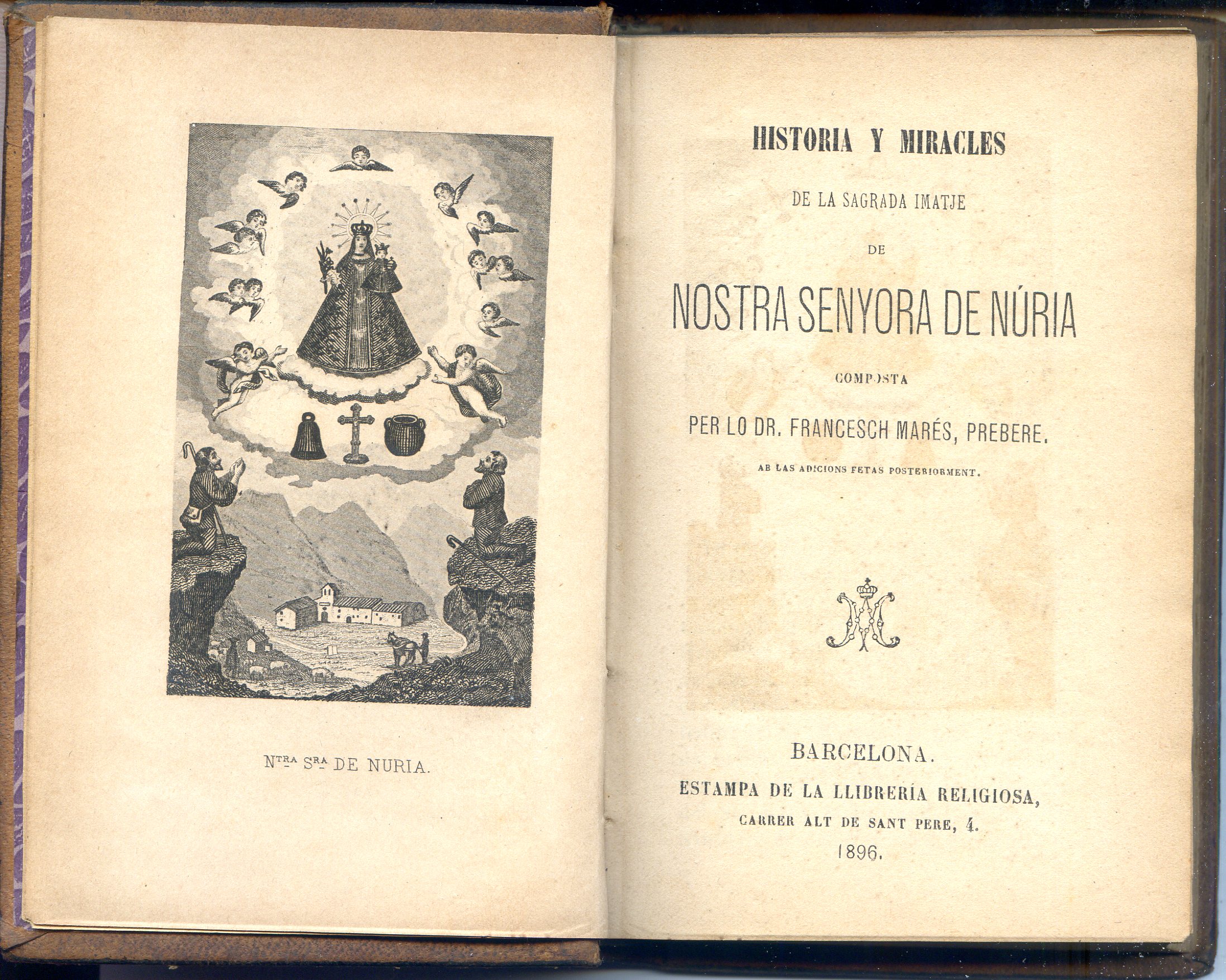 Història i miracles de la sagrada imatge de nostra senyora de Núria - Portada
