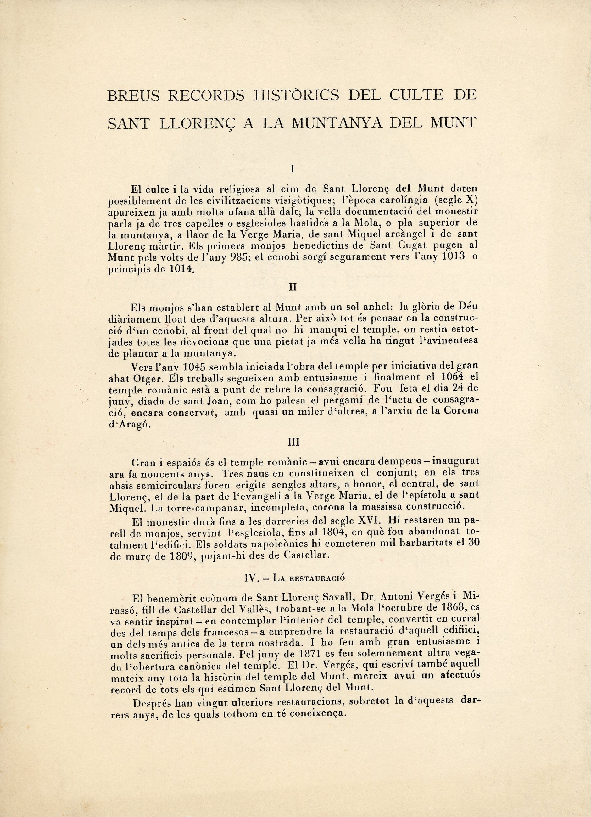 En recordança del novè centenari de la consagració del temple del cenobi benedictí de Sant Llorenç del Munt - Miniatura 3